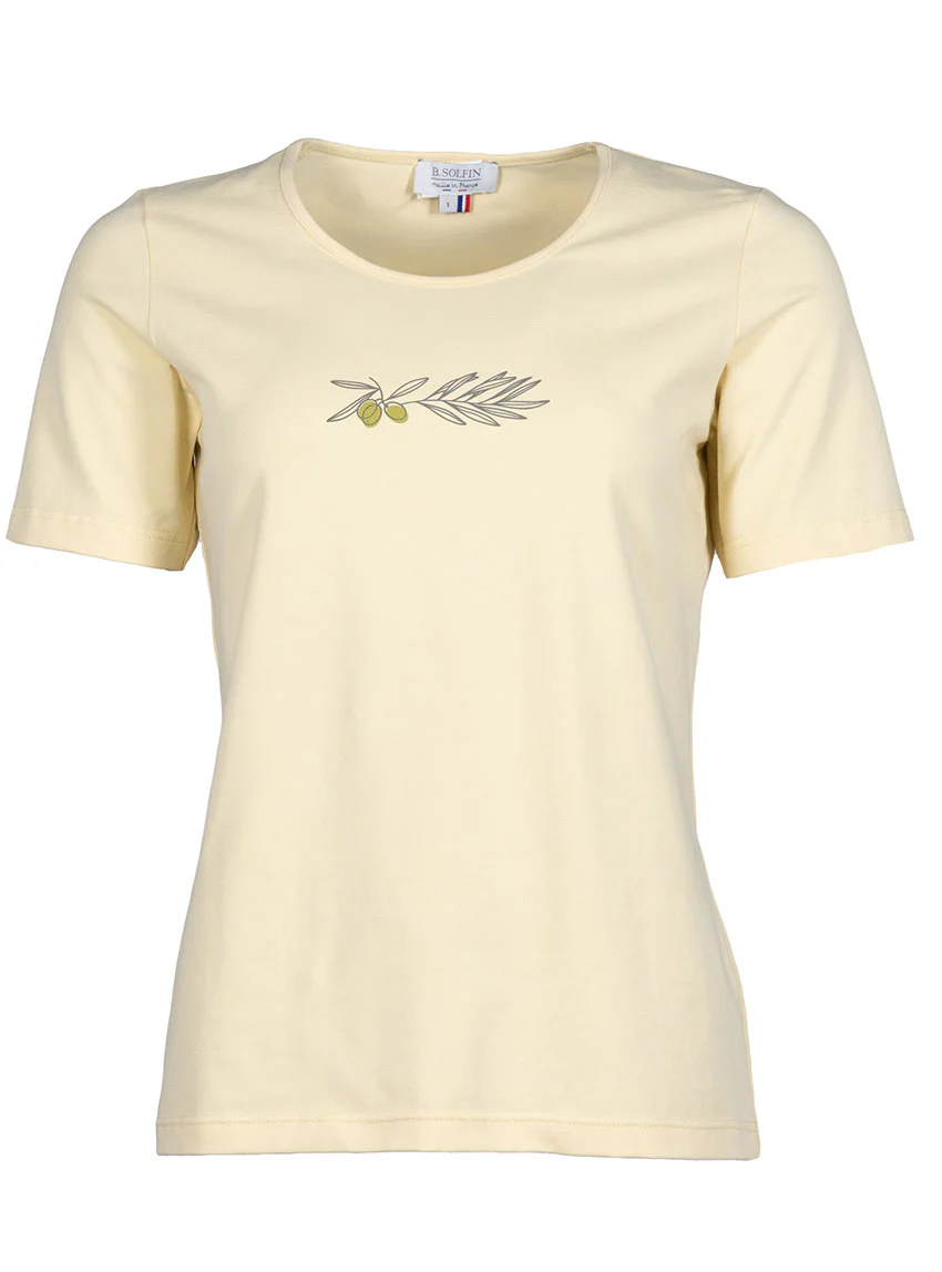 Tee-shirt femme en coton jaune vanille