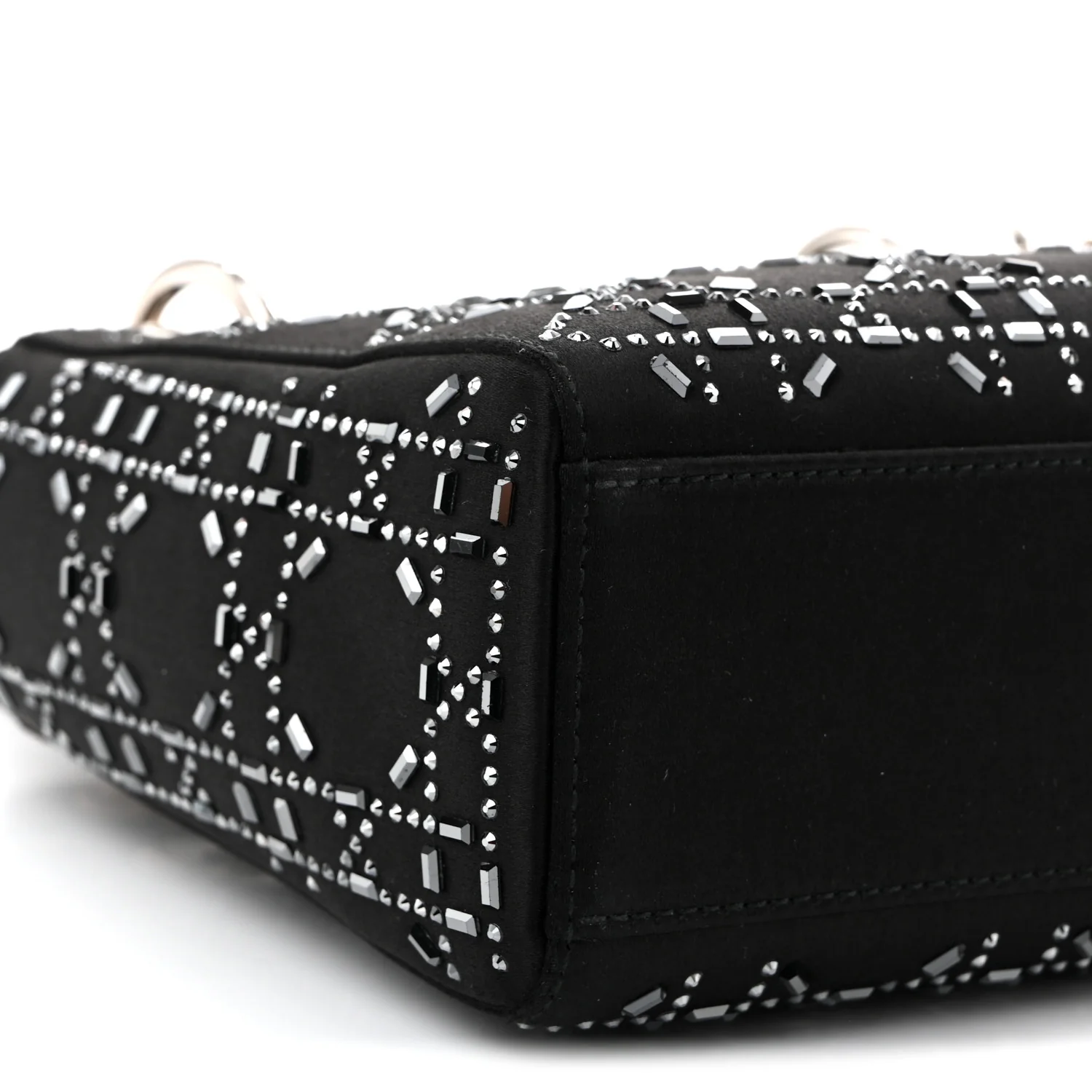 Satin Crystal Cannage Mini Lady Dior Black - Top Club