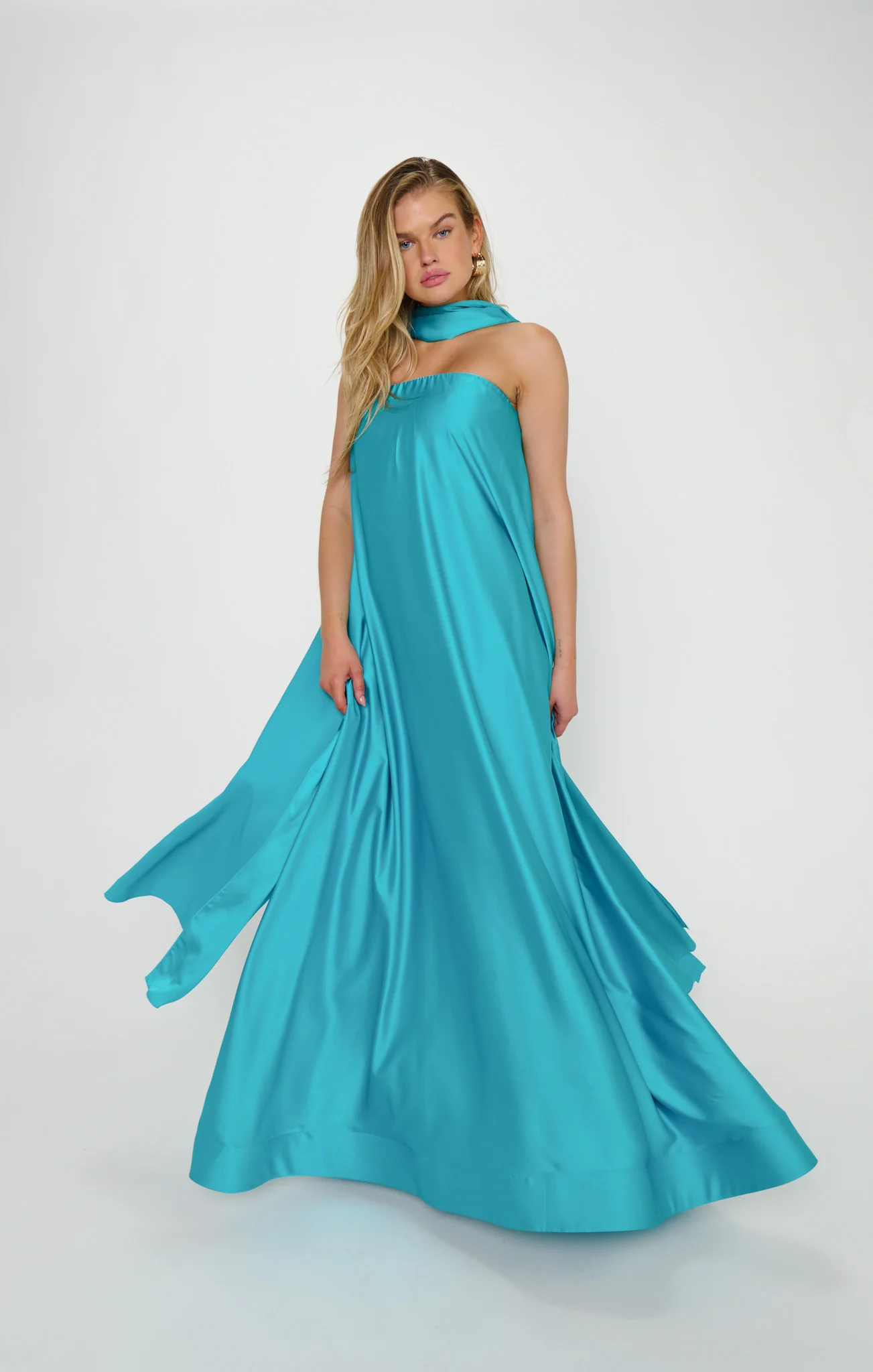 Tinsley Tube Dress ~ Teal Luxe Satin