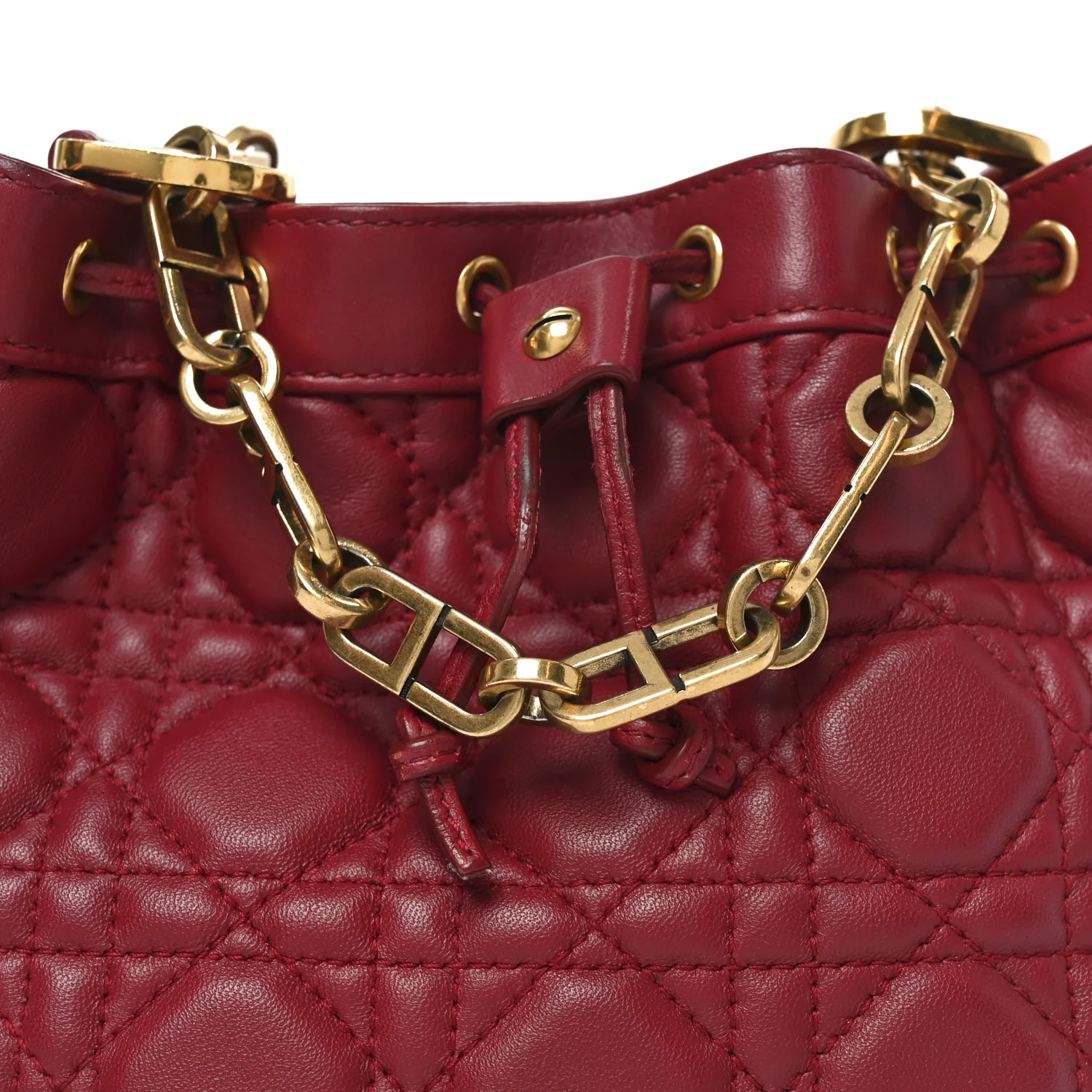 Lambskin Cannage Miss Dior Bucket Bag Cherry Red - Top Club
