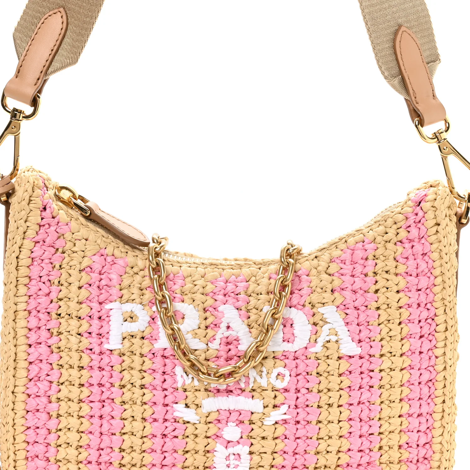 Yarn Raffia Effect Crochet Striped Re-Edition 2005 Shoulder Bag Naturale Petalo - Top Club