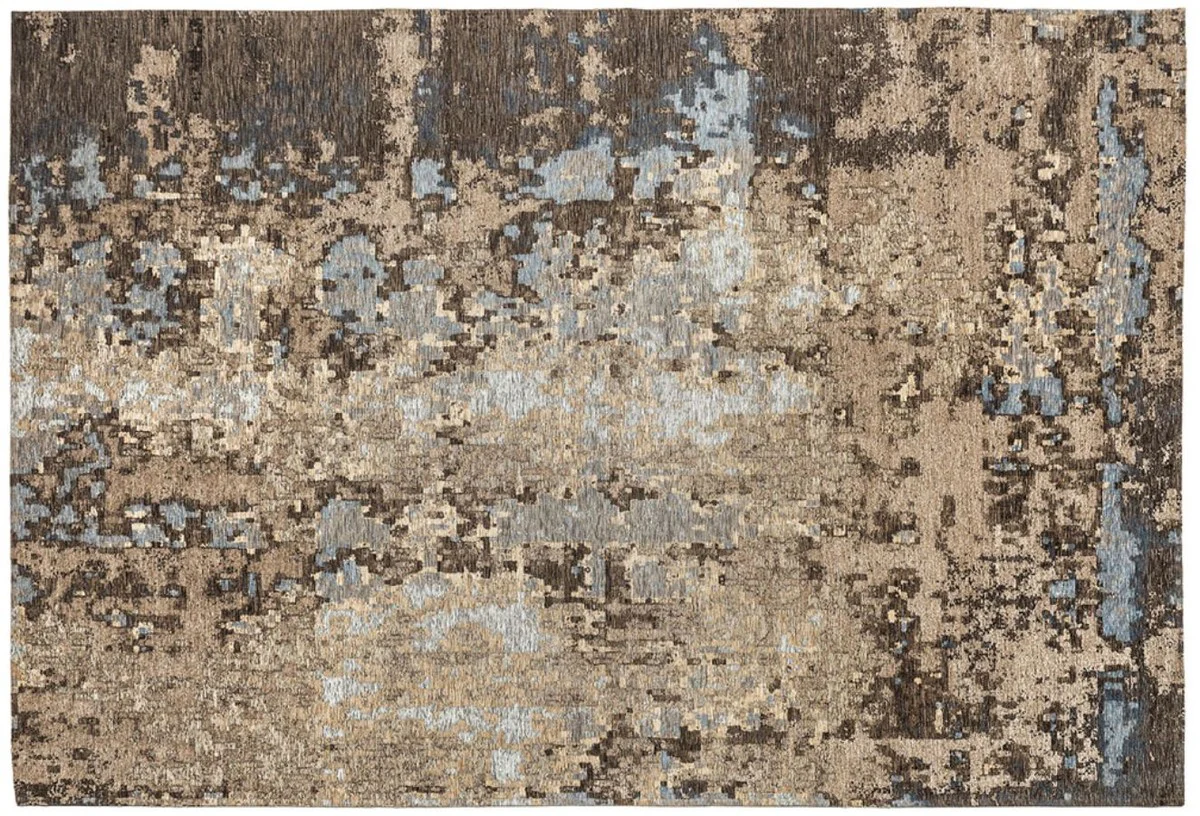 Luxury cotton rug beige / brown / blue - various sizes - rectangular living room rug with relief structure - luxury collection