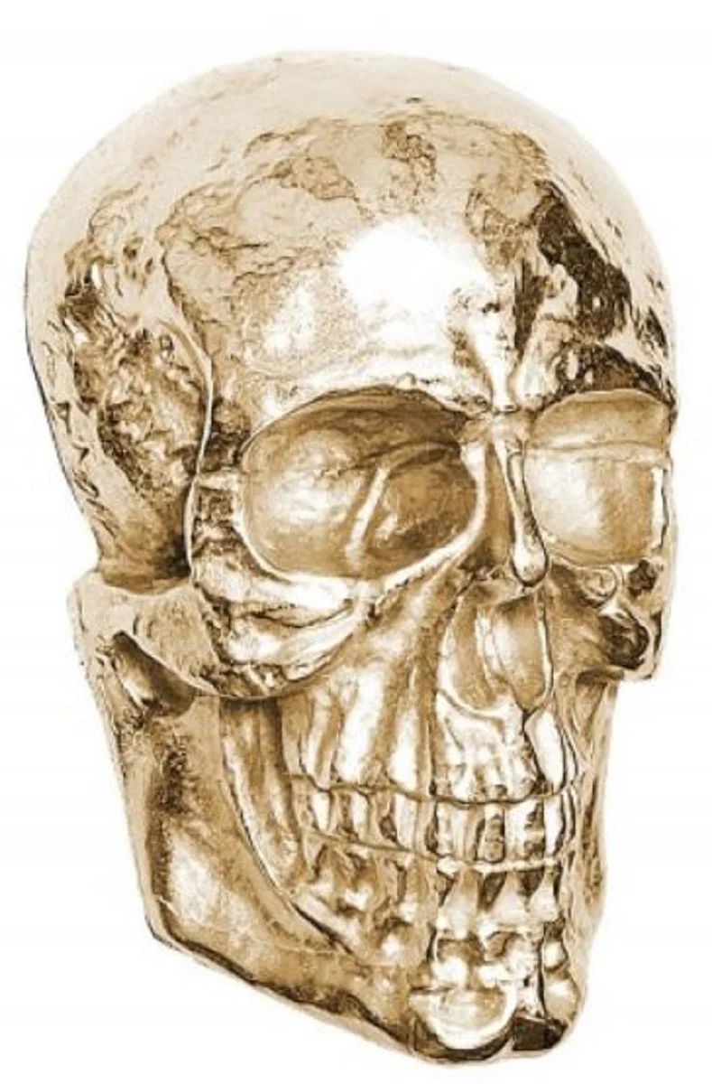 Designer metal wall decoration sculpture skull gold 30 x 20 x H. 40 cm - metal wall decoration figure skull