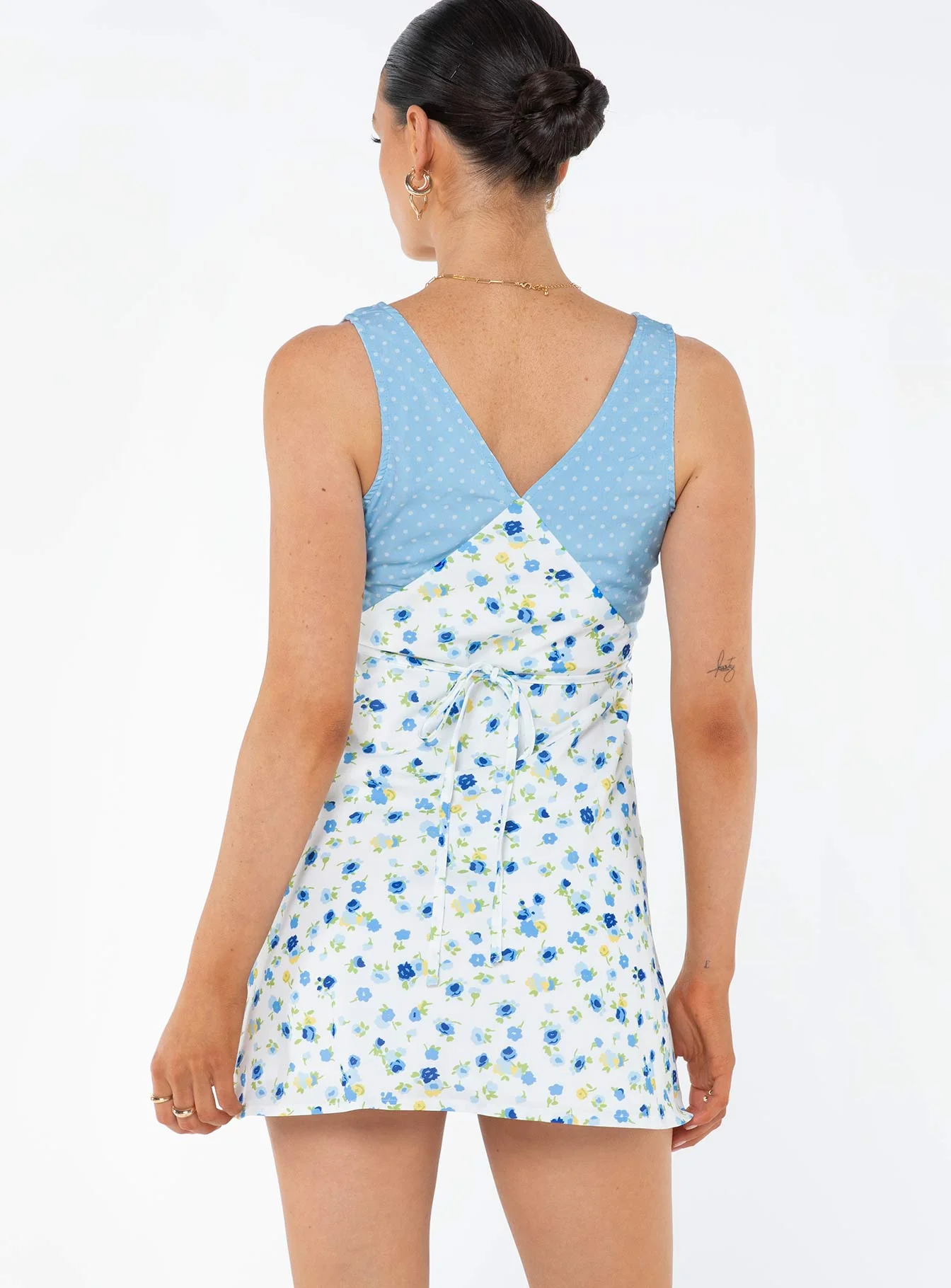 Nellie Spliced Mini Dress Blue / White
