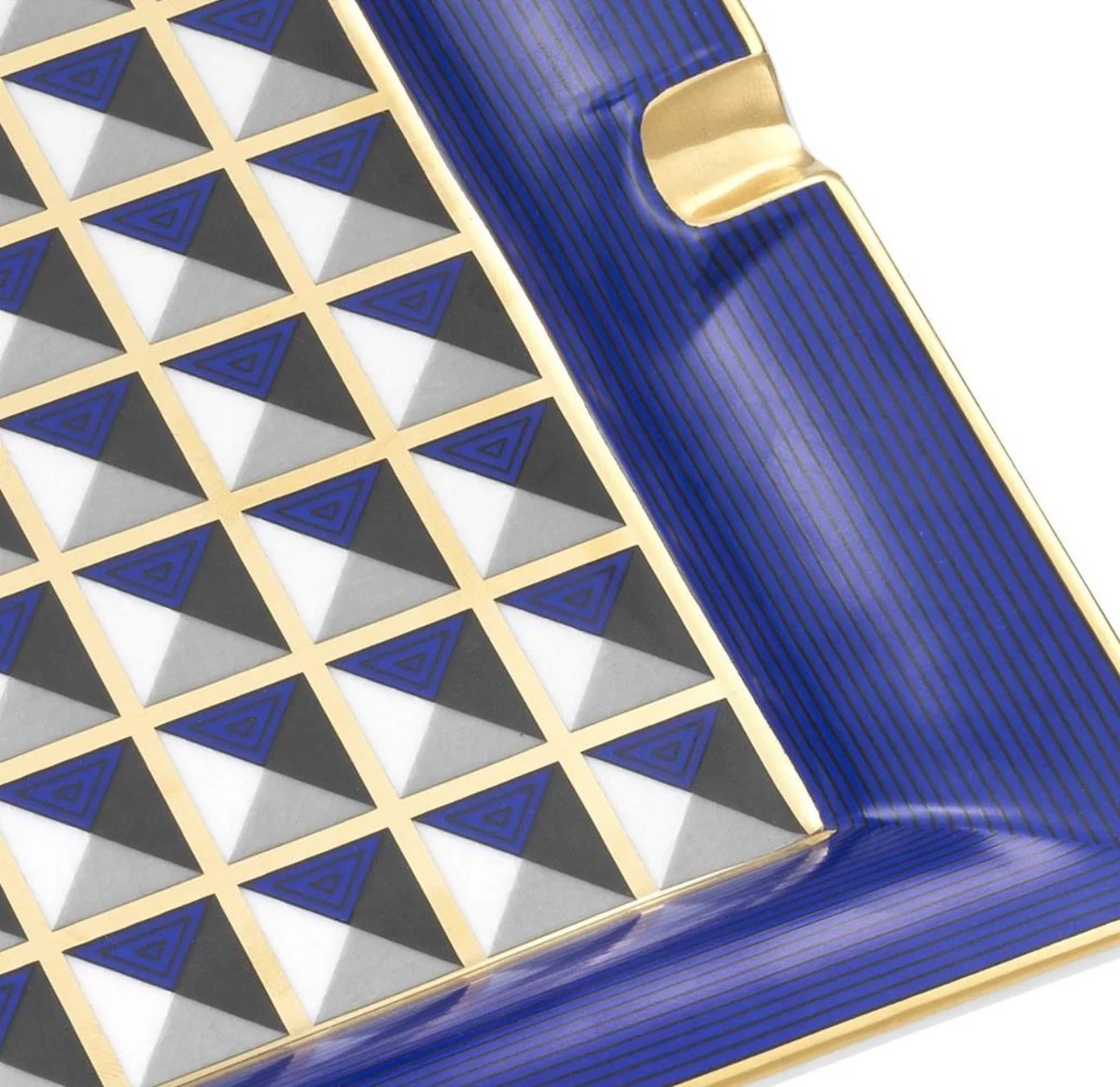 Luxury porcelain design ashtray blue / multicolored 24.5 x 24.5 x H. 3.5 cm - living room accessories