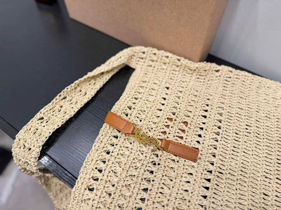YSL SAINT LAURENT Raffia Tote Bag 30x32cm - Top Club