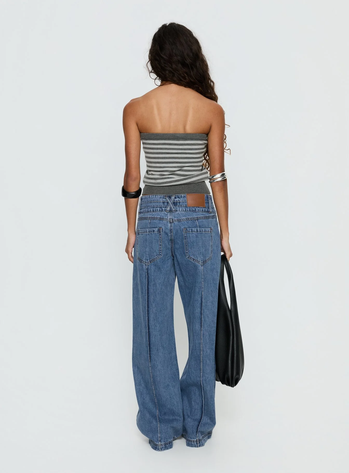 Hannalee Low Rise Wide Leg Jeans Mid Blue Wash
