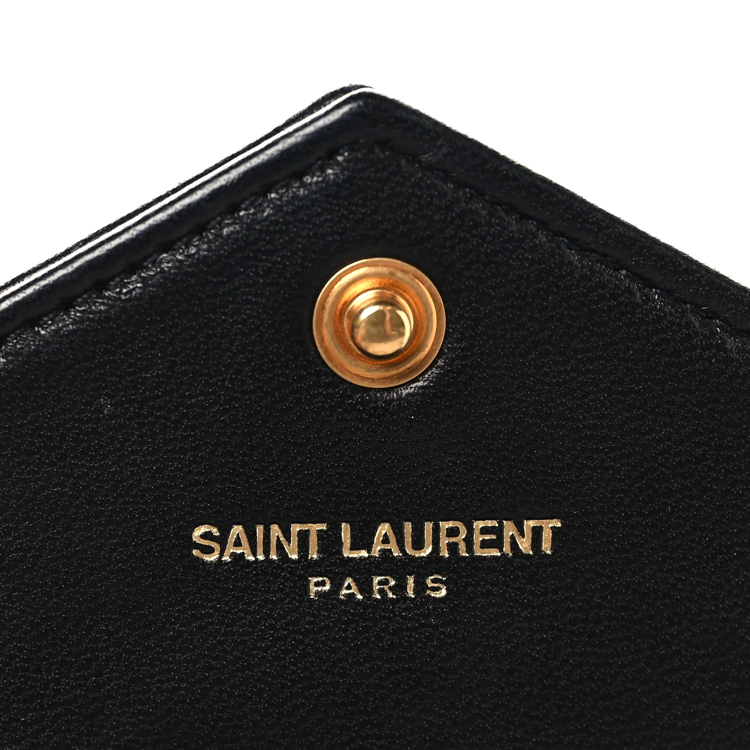 Calfskin Matelasse Chevron Monogram Envelope Chain Wallet Black - Top Club