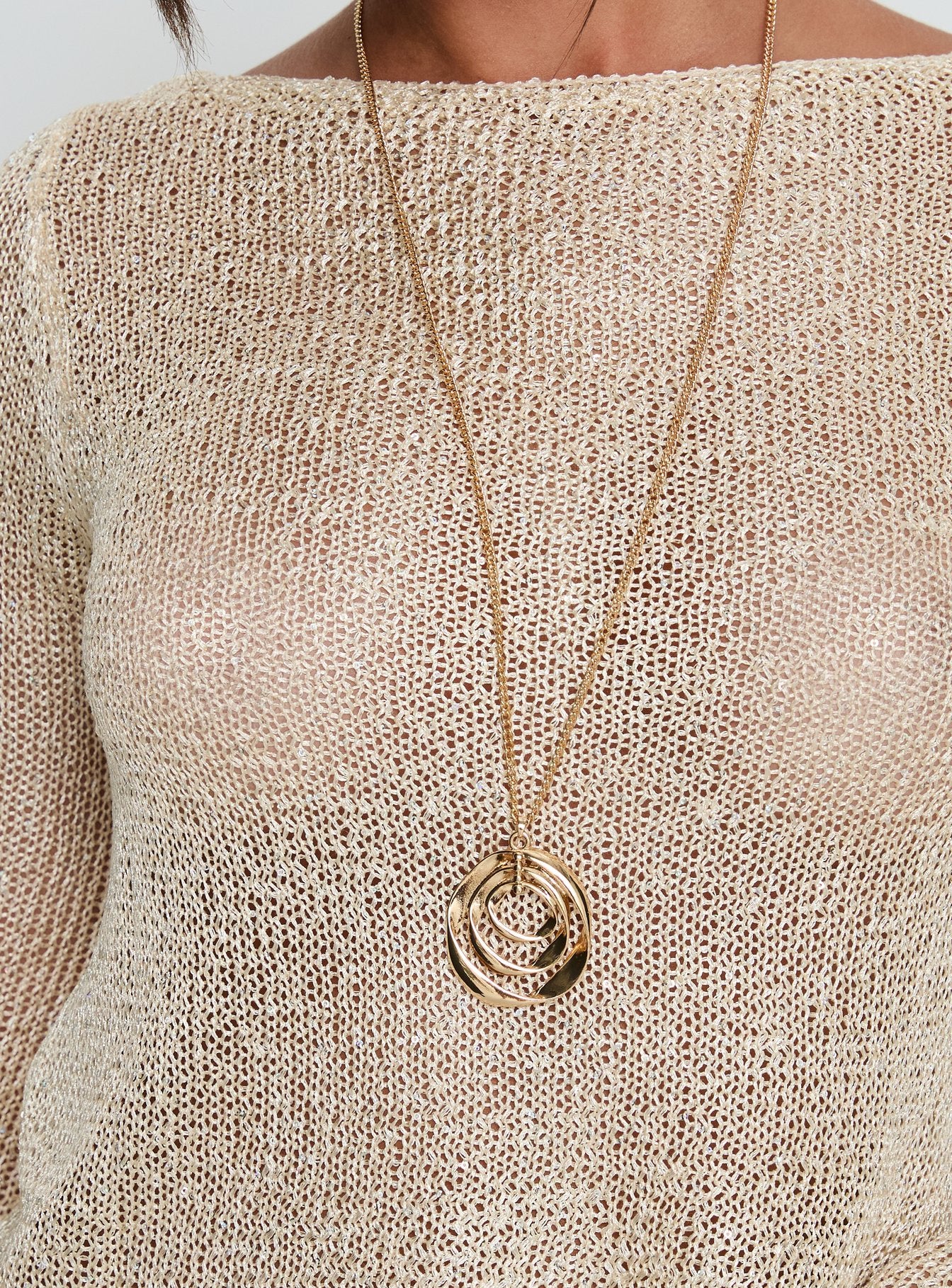 Evanne Long Sleeve Knit Top Champagne