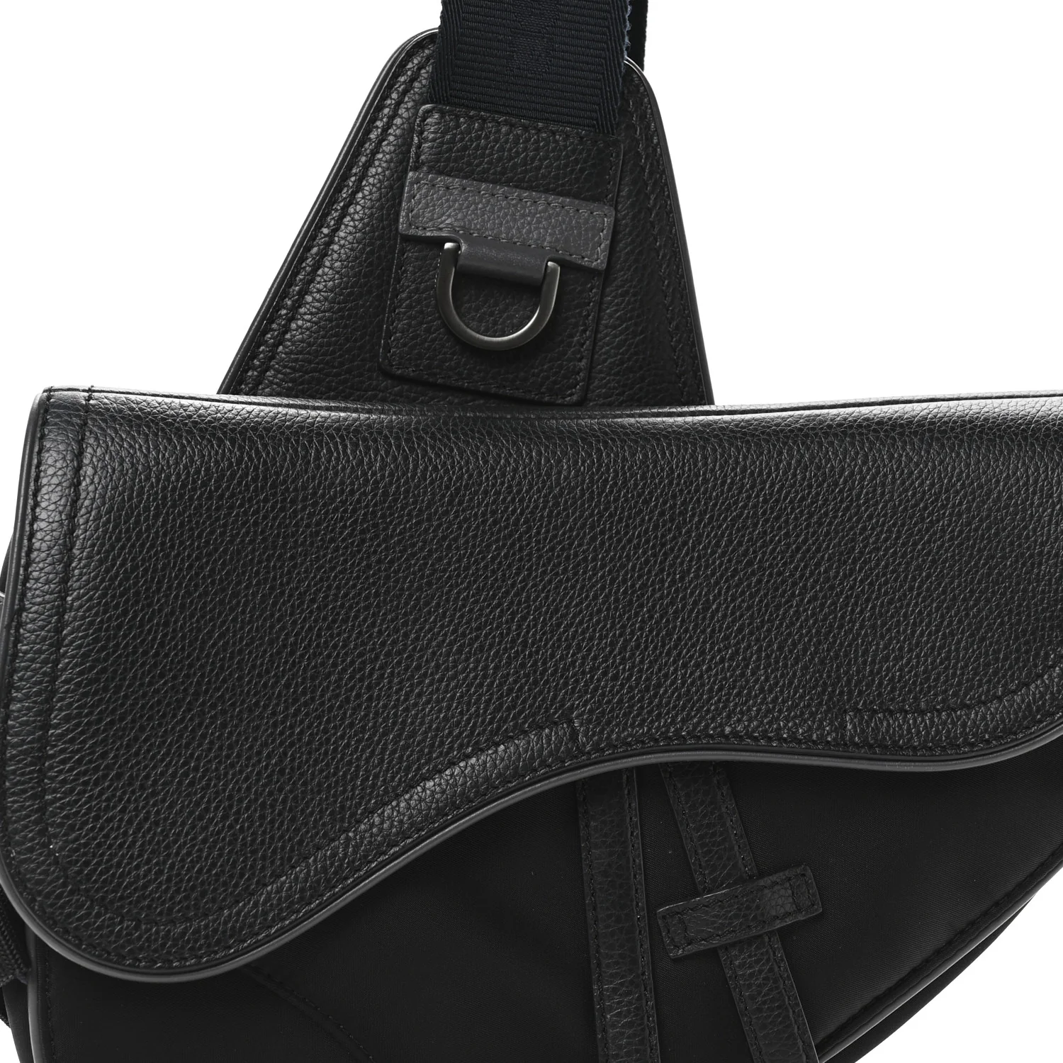 Nylon Grained Calfskin Saddle Bag Black Multicolor - Top Club