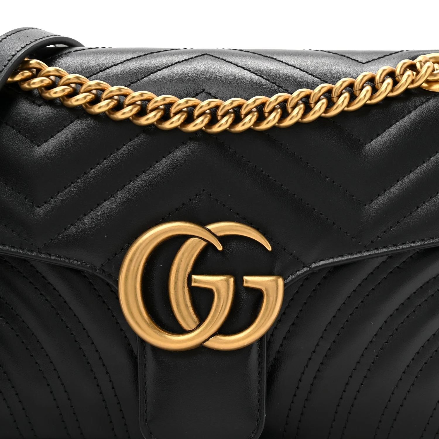 Calfskin Matelasse Small GG Marmont Shoulder Bag Black - Top Club