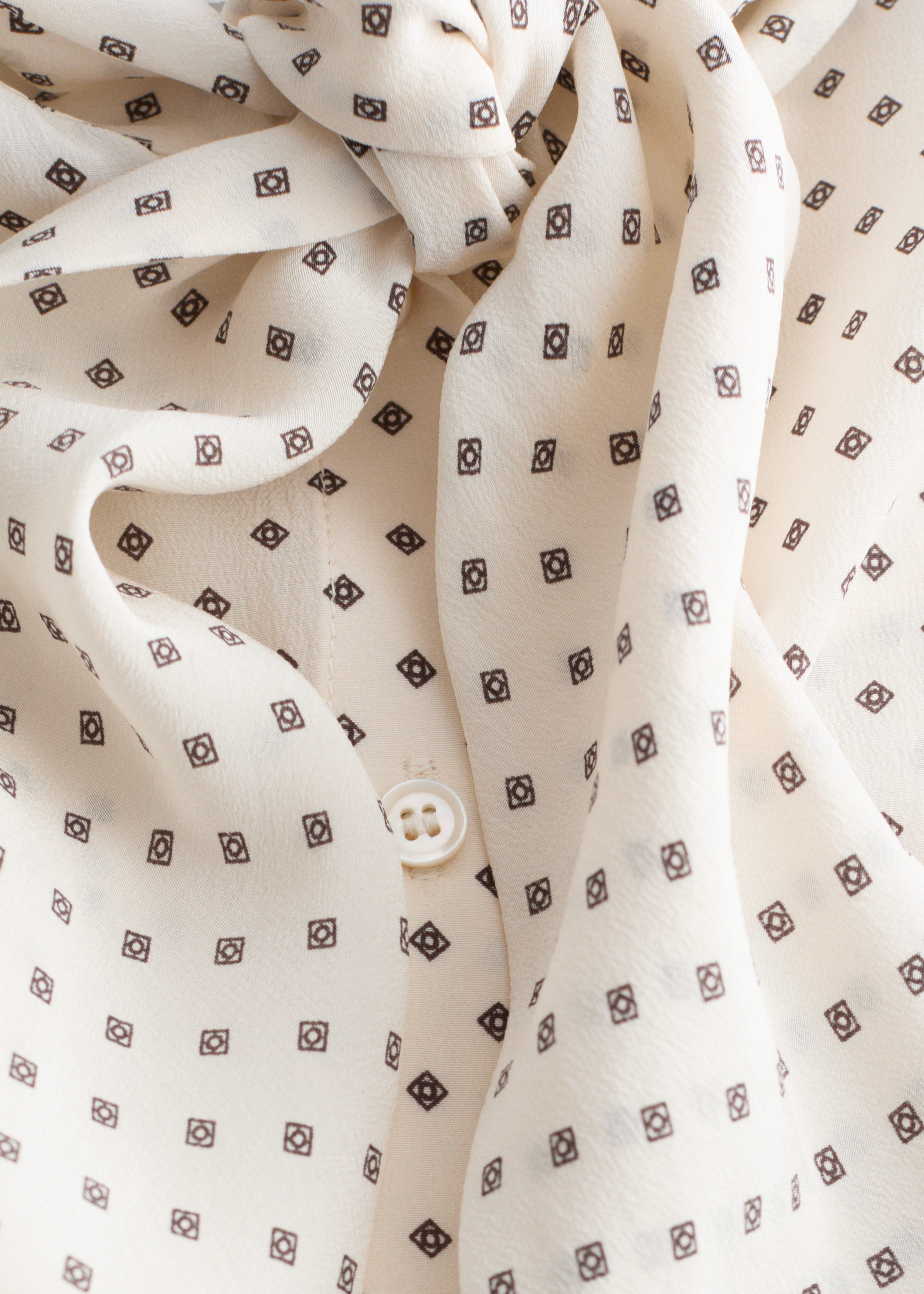 & Other Stories PRINTED TIE-NECK SILK BLOUSE