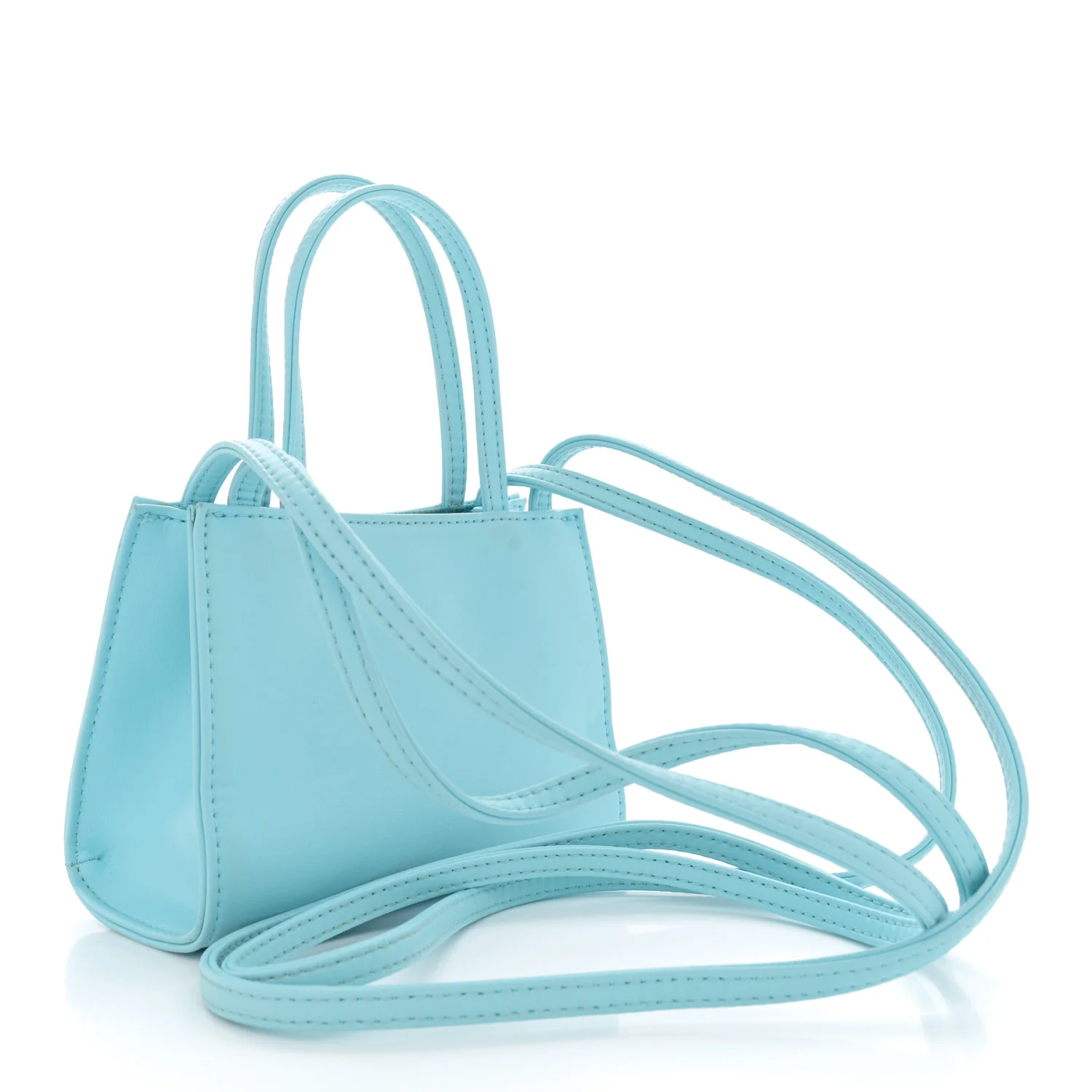 Vegan Leather Small Shopping Bag Pool Blue - Top Club