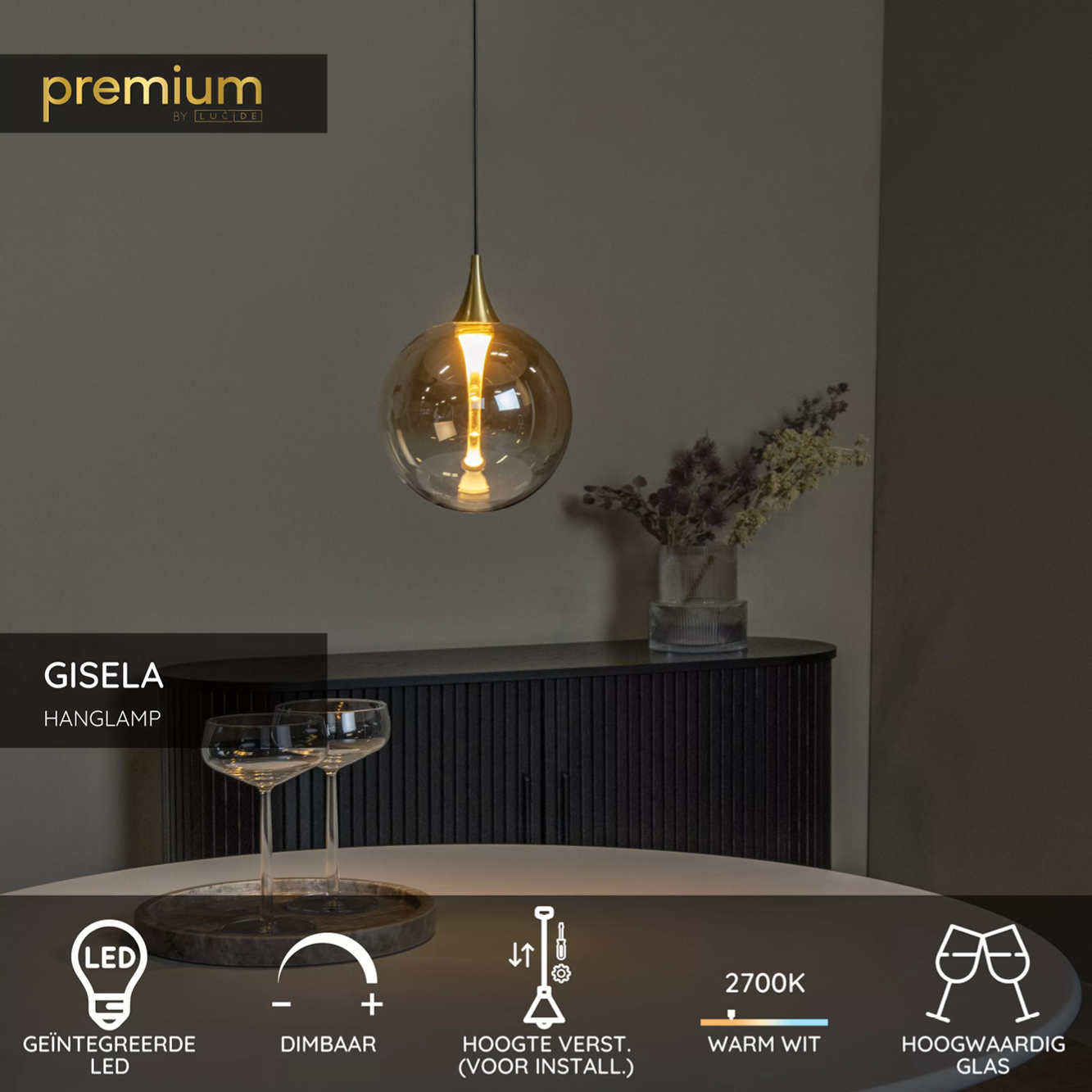 Hanglamp Gisela Ø16 cm amber