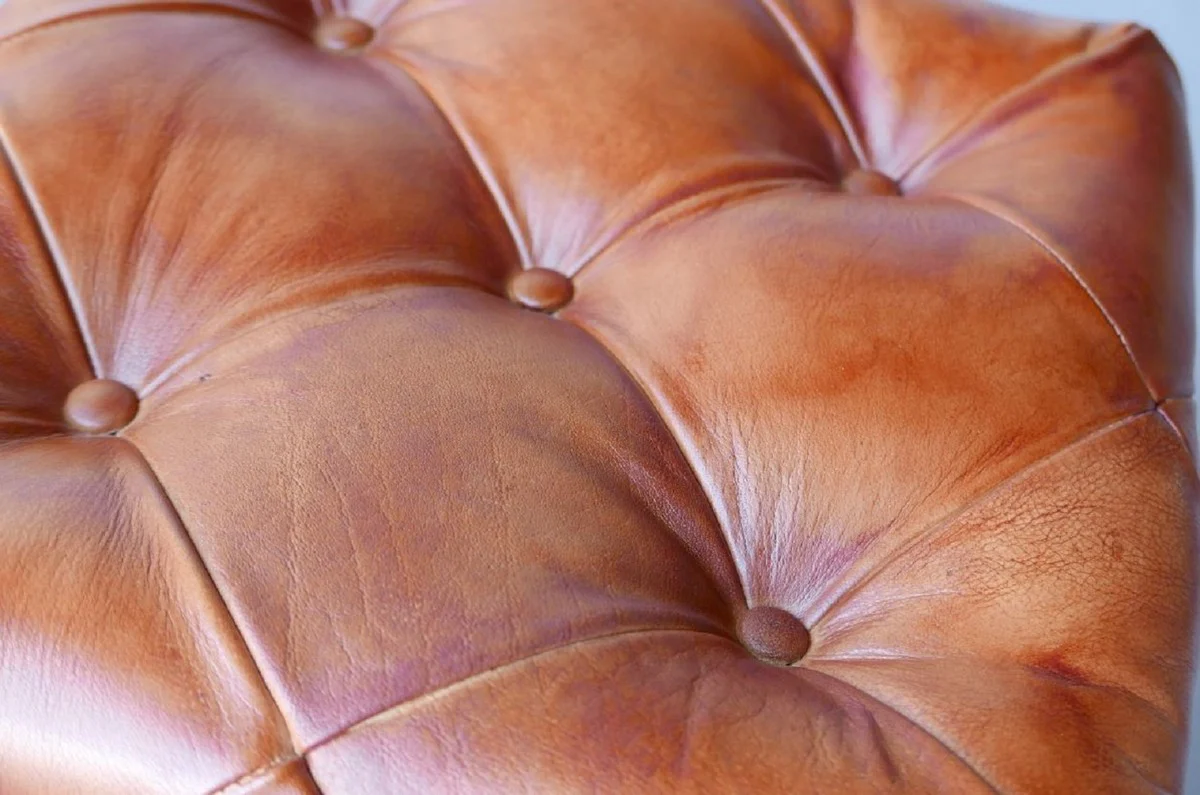 Luxury Chesterfield leather stool 40 x 40 x H. 45 cm - Various colors - Real leather footstool - Chesterfield living room furniture