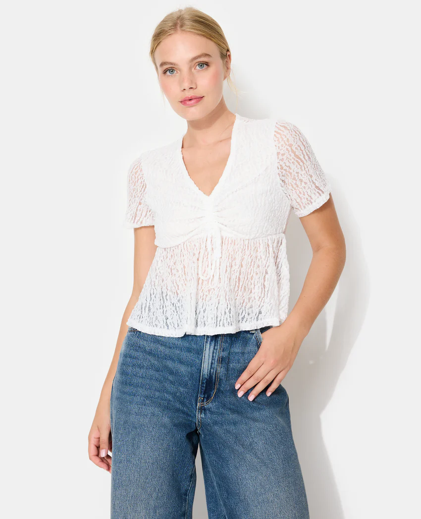Pimkie Top en dentelle avec col V et lien coulissé