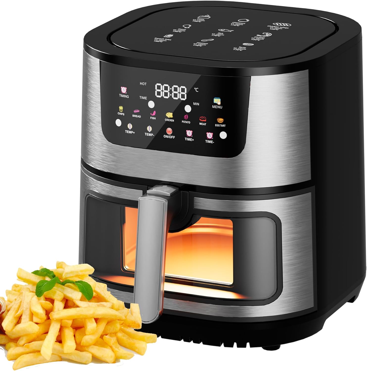 Forno Elettrico, Friggitrice ad Aria da 15 Litri con Cottura Rapida Tridimensionale, 12 Menu Preimpostati, Protezione in Caso di Interruzione di Alimentazione, Finestra Panoramica, Interno in Metallo