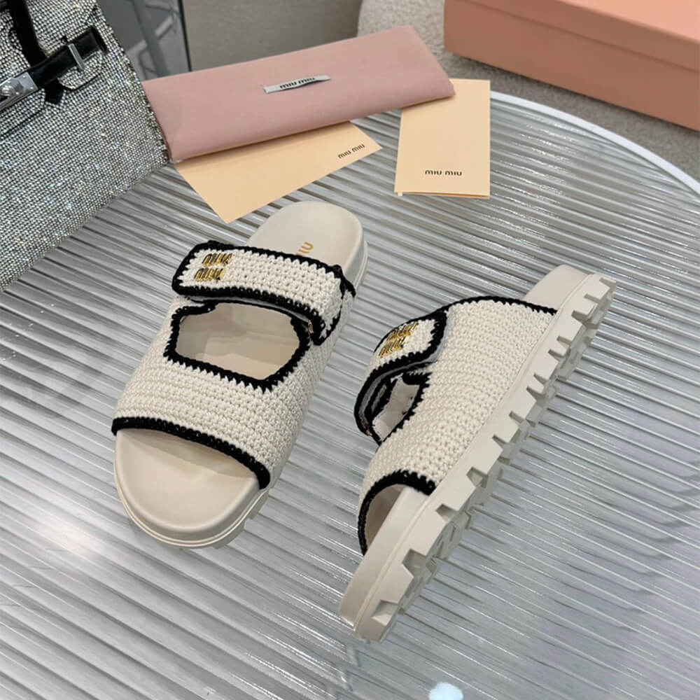 MiuMiu Crochet knit slides - Top Club