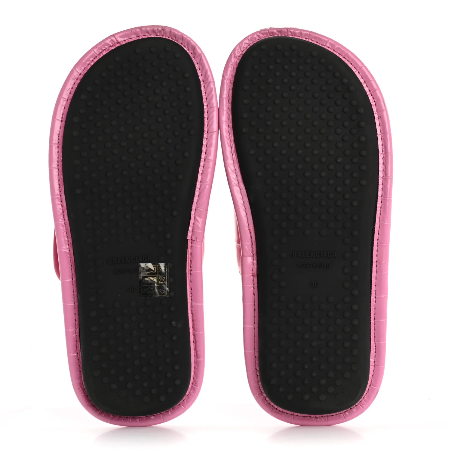 Calfskin Logo Crocodile Embossed Slides 40 Fuxia - Top Club