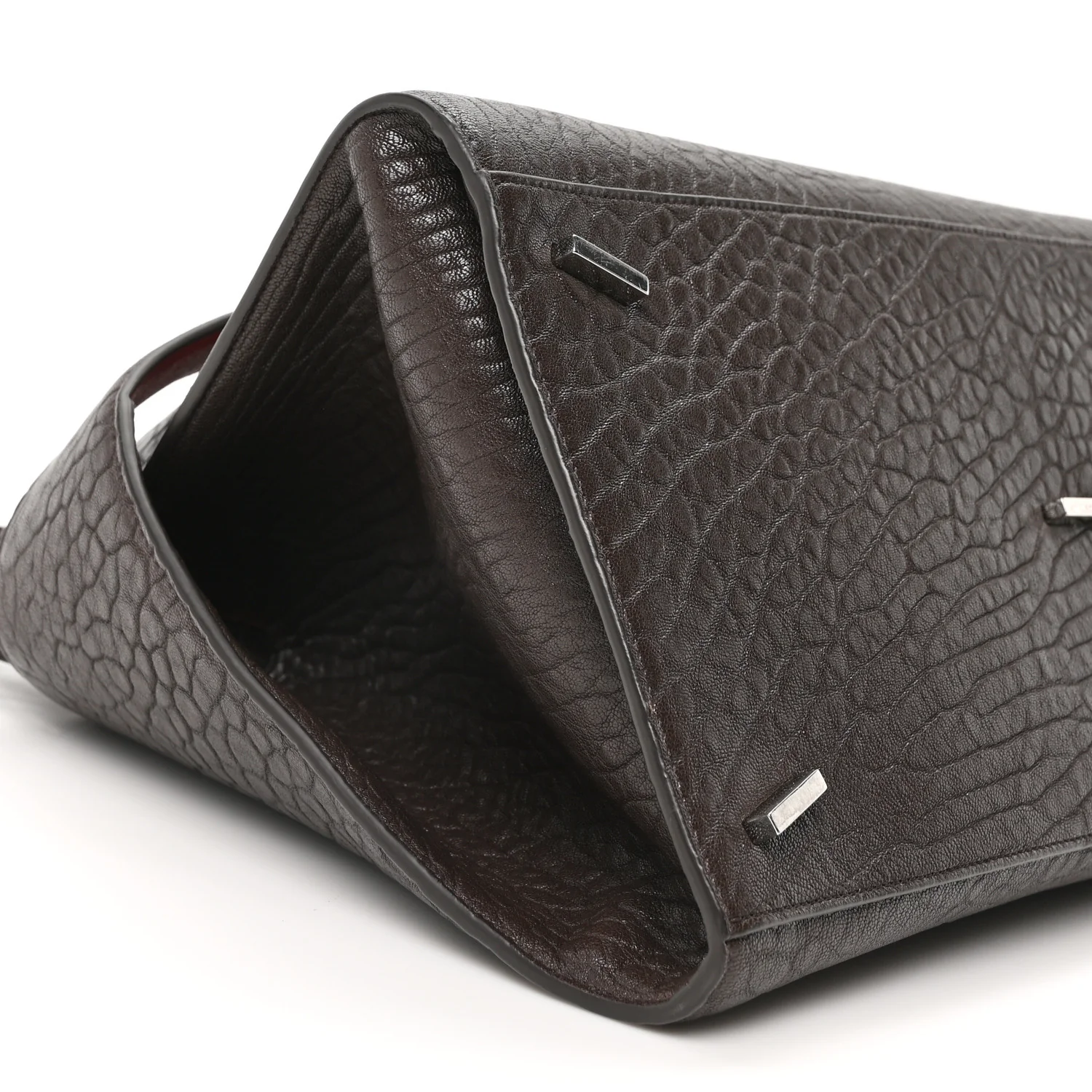 Natural Grain Calfskin Bicolor Large Hug Bag Testa Di Moro Flame Red - Top Club