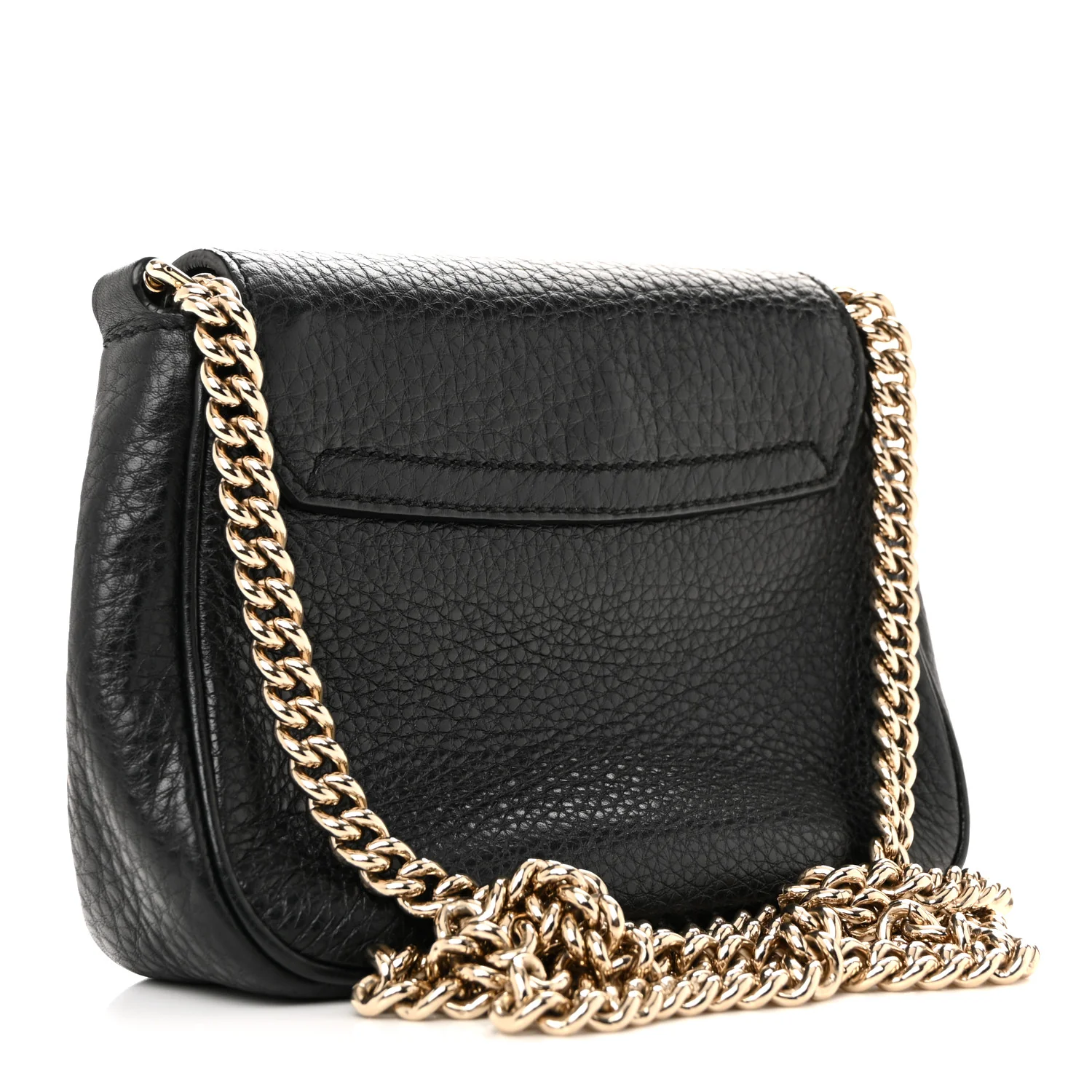 Pebbled Calfskin Small Soho Flap Crossbody Black - Top Club