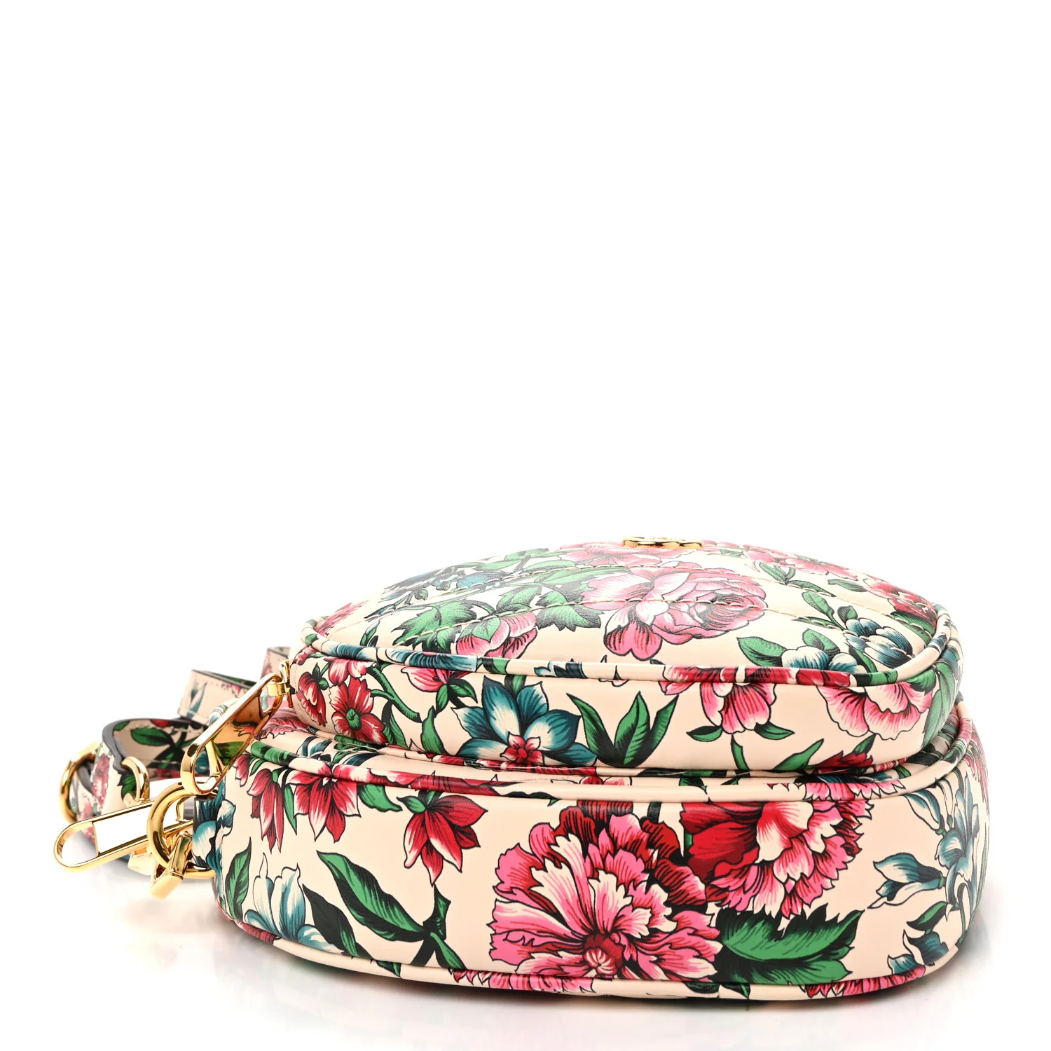 Matelasse Diagonal Brit Roses Print Mini Interlocking G Heart Shoulder Bag Multicolor - Top Club