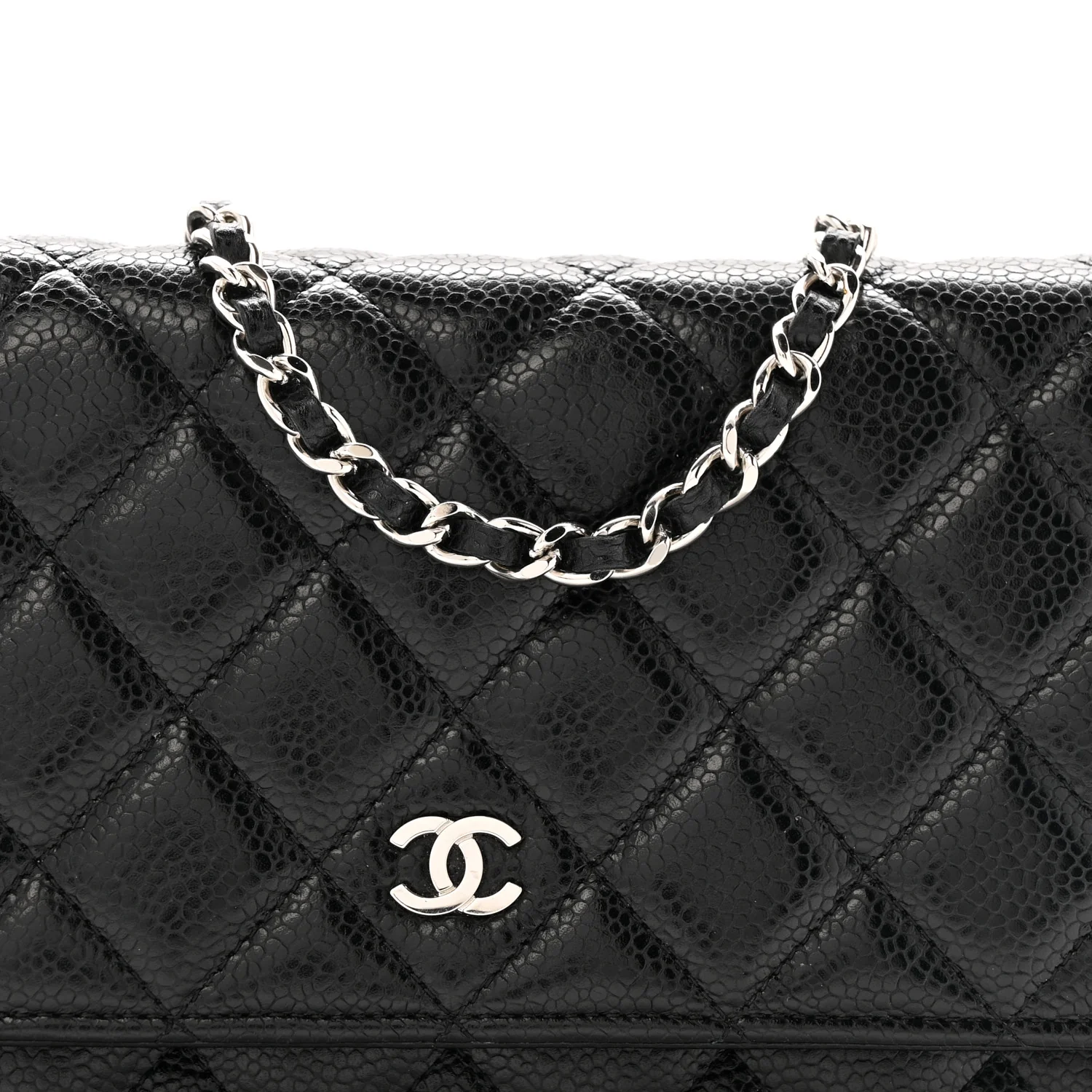 Caviar Quilted Wallet on Chain WOC Black - Top Club
