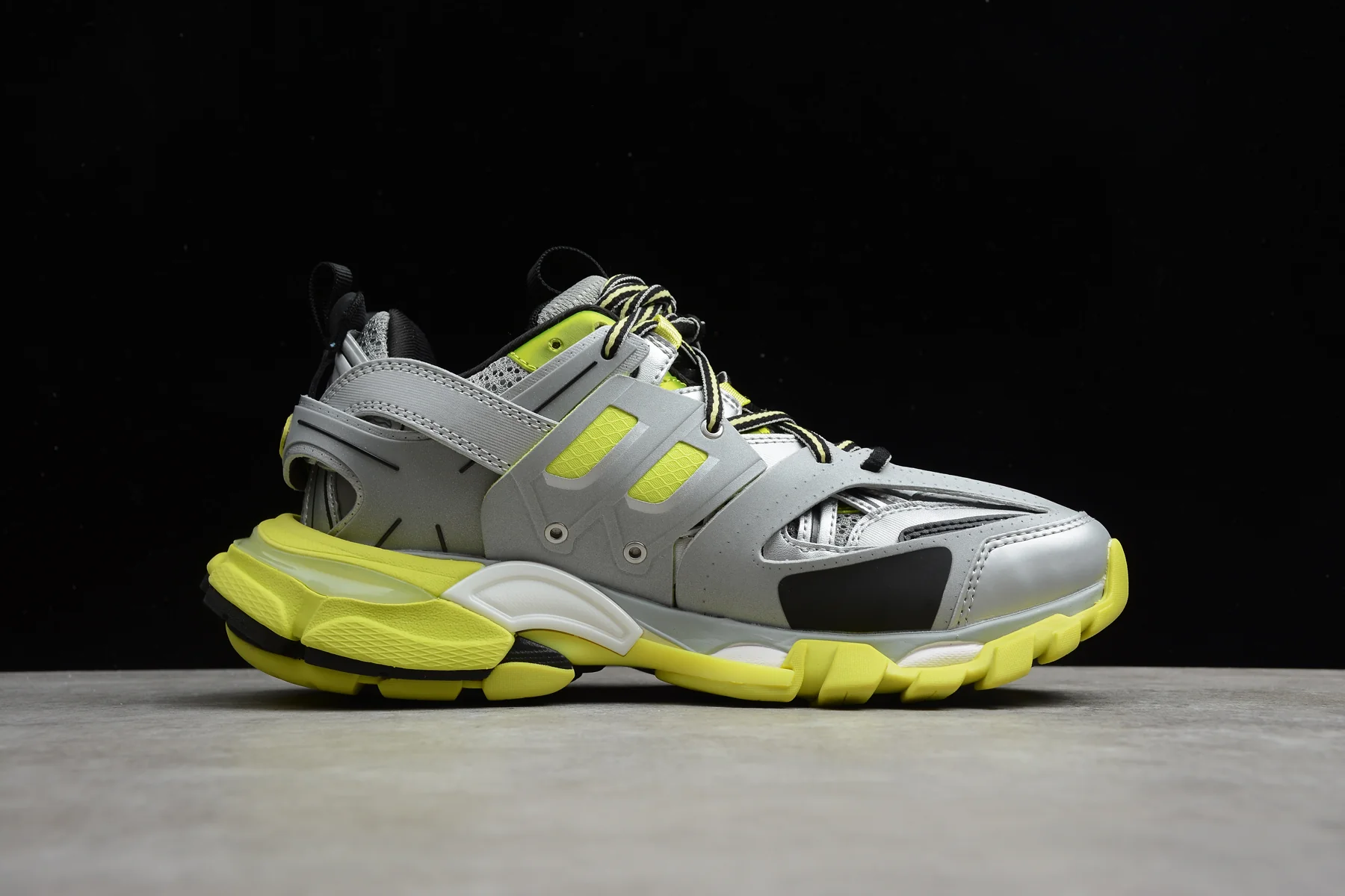 Balenciaga Track Trainers – Silver and Lime Green - Sneaker Replica Workshop