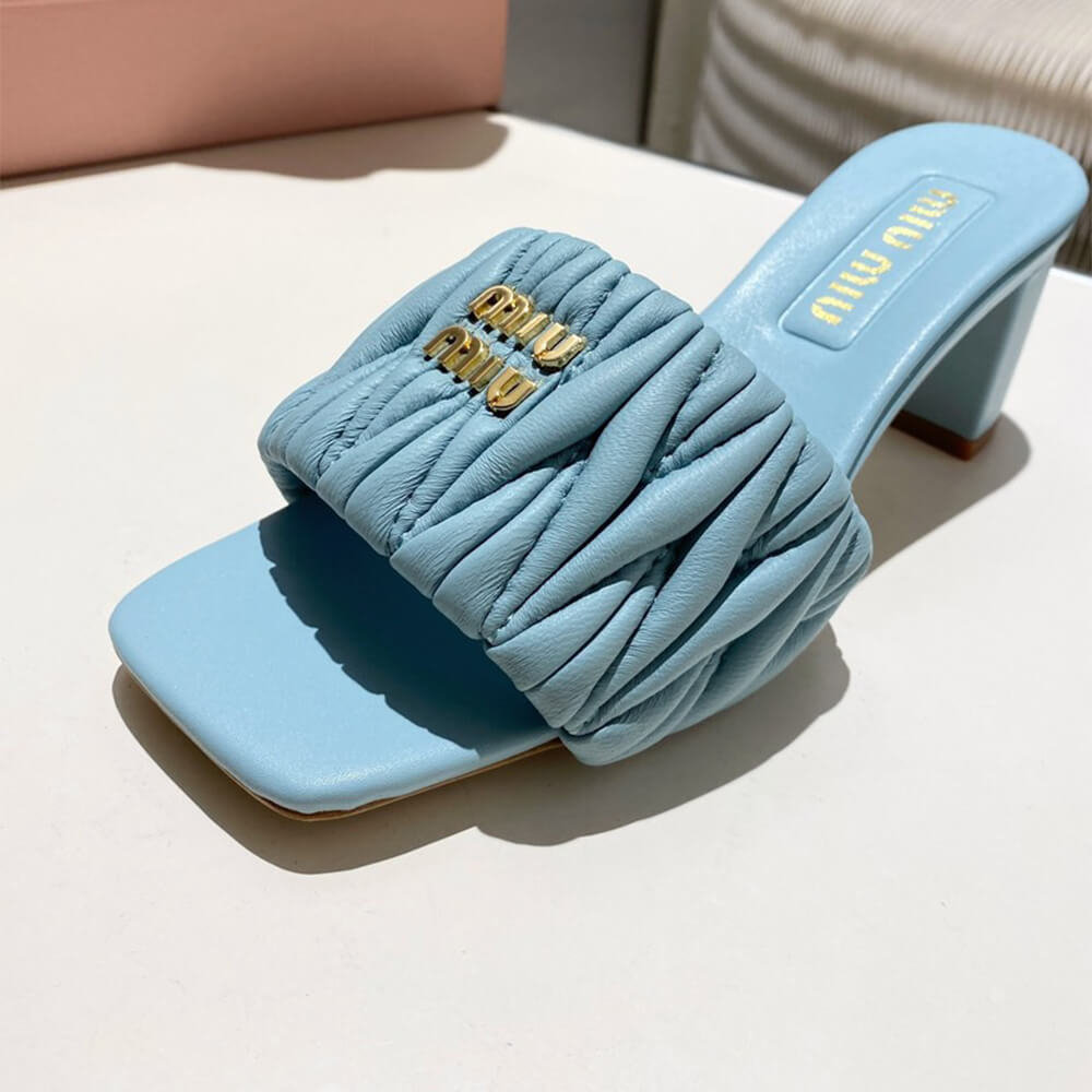 MiuMiu Matelass?? nappa leather slides - Top Club