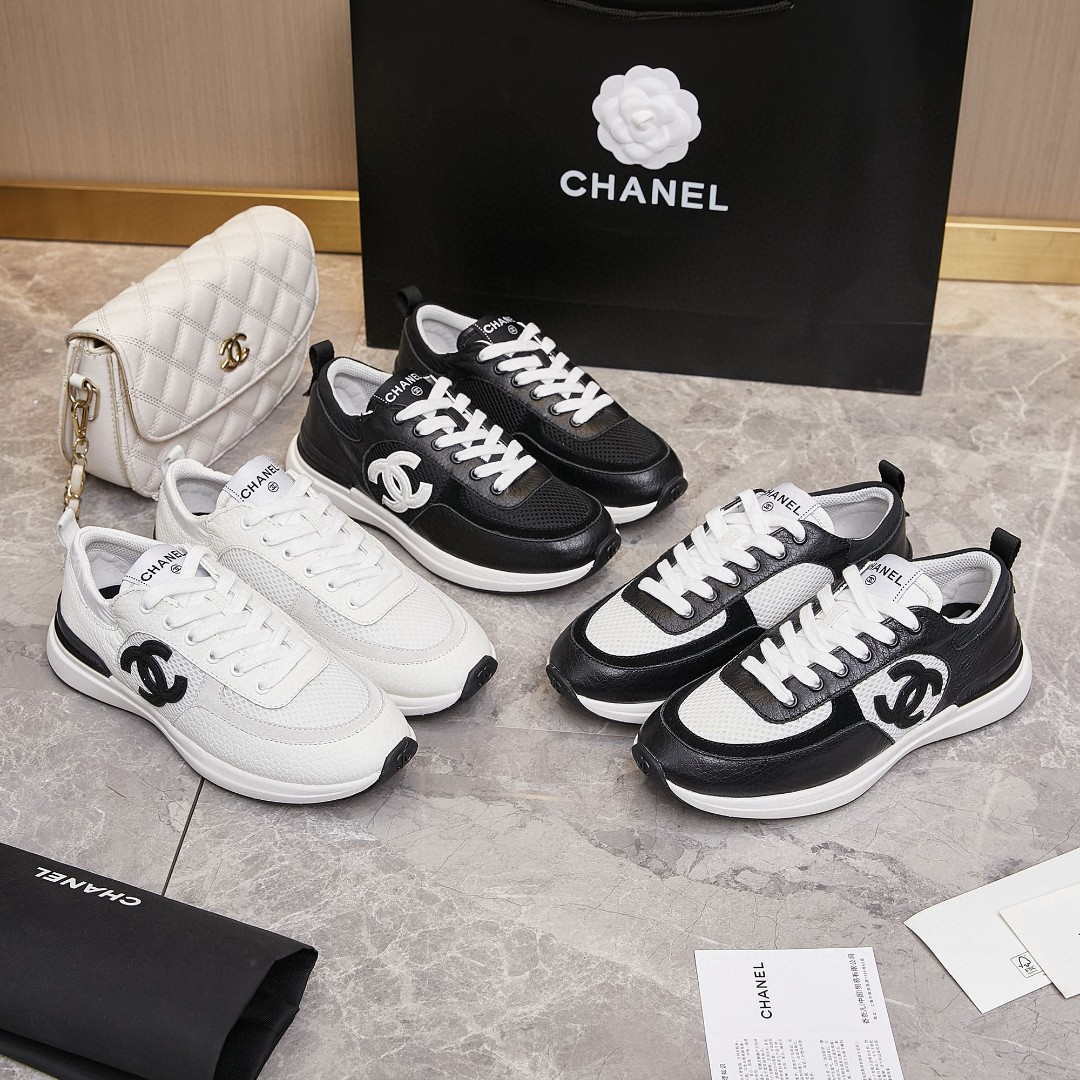 Chanel G46076 Women 24B Trainers Grained Calfskin Black   White C91290 - Sneaker Replica Workshop