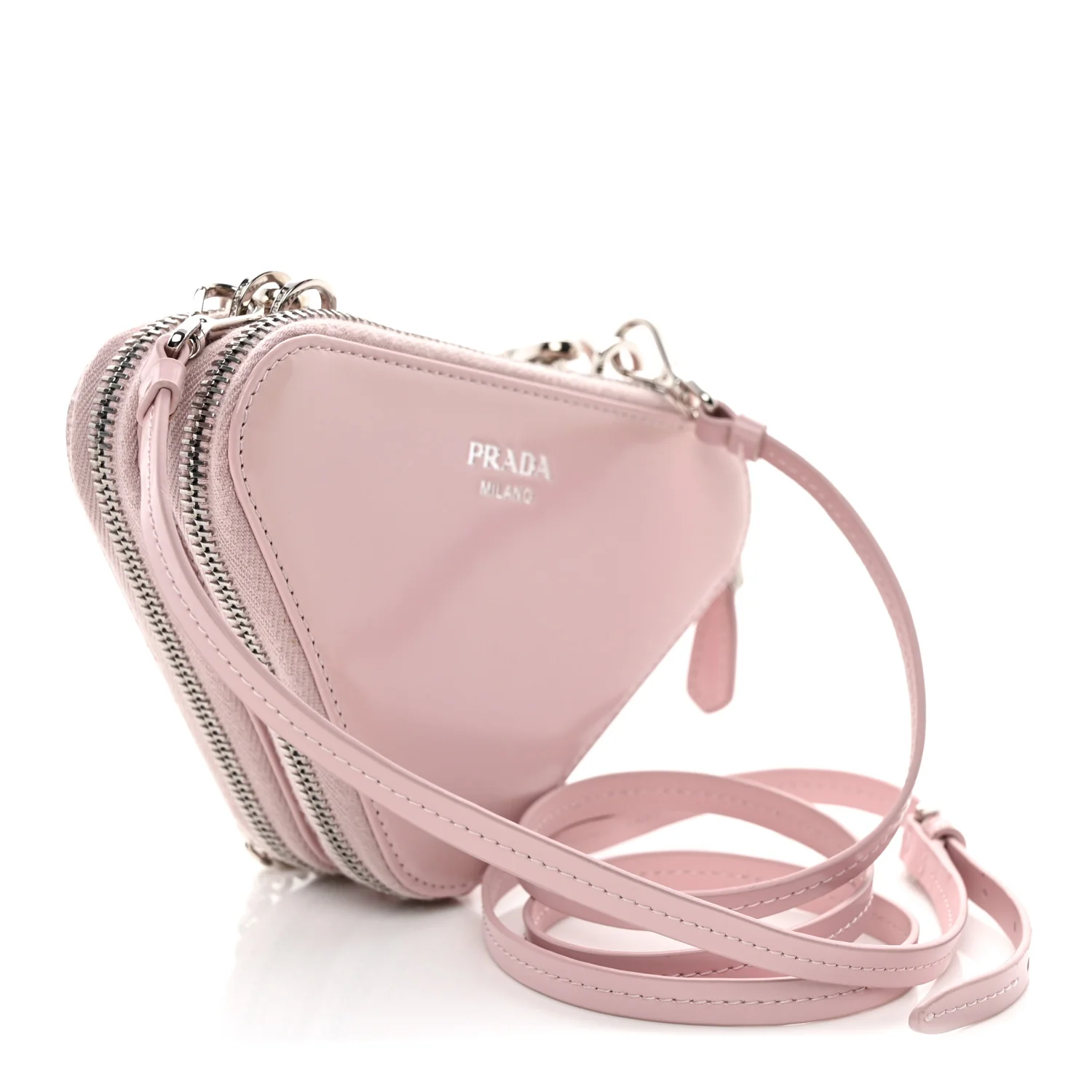 Satin Crystal Mini Triangle Crossbody Pouch Alabastro - Top Club
