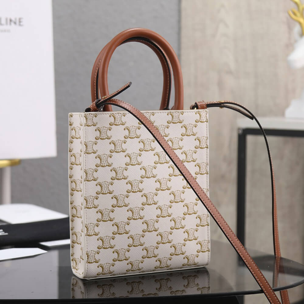CELINE Mini Vertical Cabas IN Triomphe Canvas with Celine print - Top Club