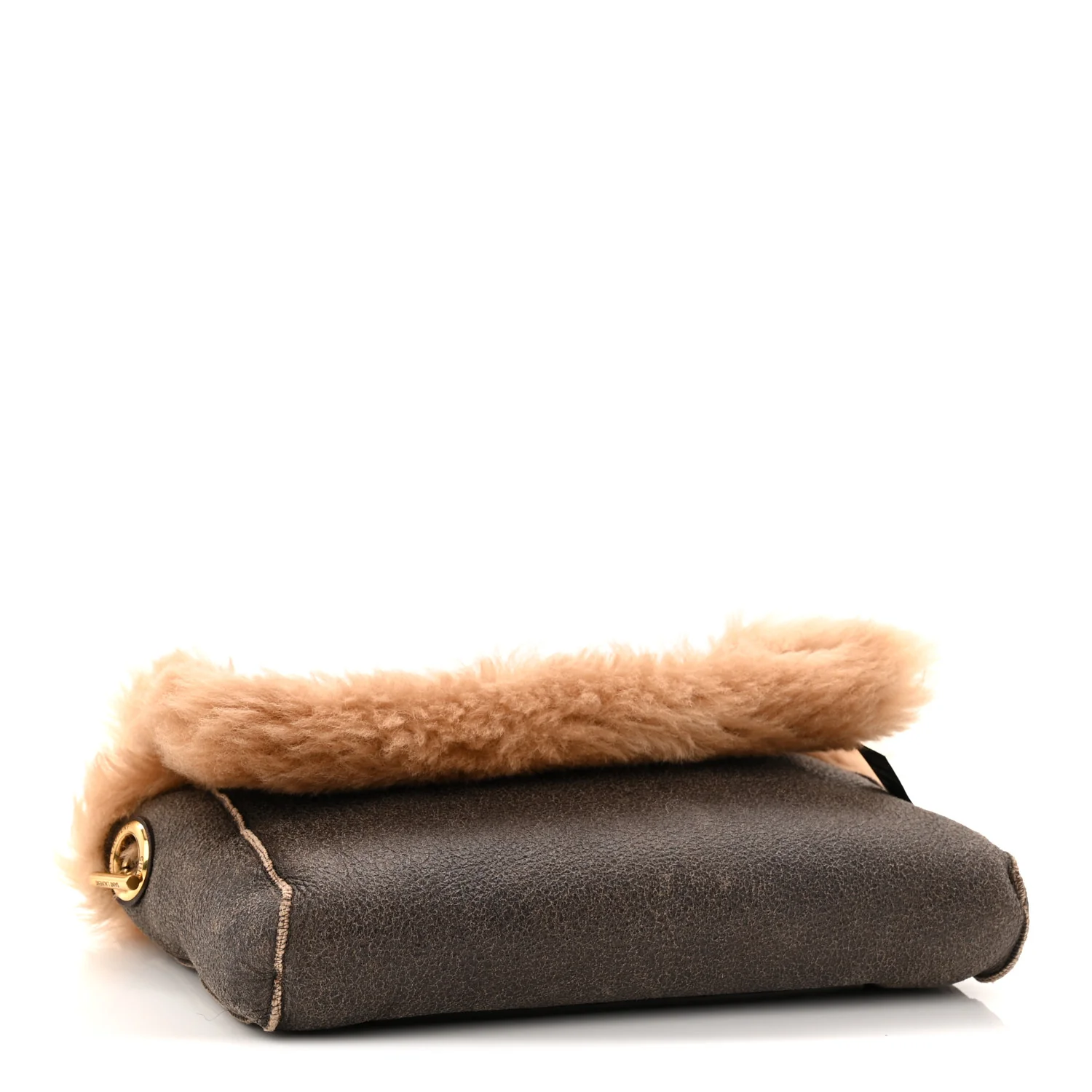 Shearling Calfskin Small Reversible Monogram Kate Satchel Ecru Dark Brown - Top Club