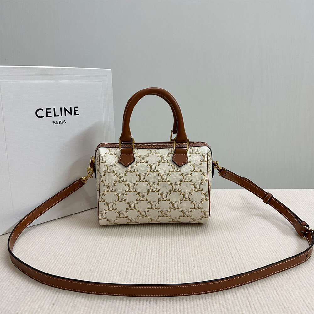 CELINE Small Boston IN Triomphe Canvas and calfskin - Top Club
