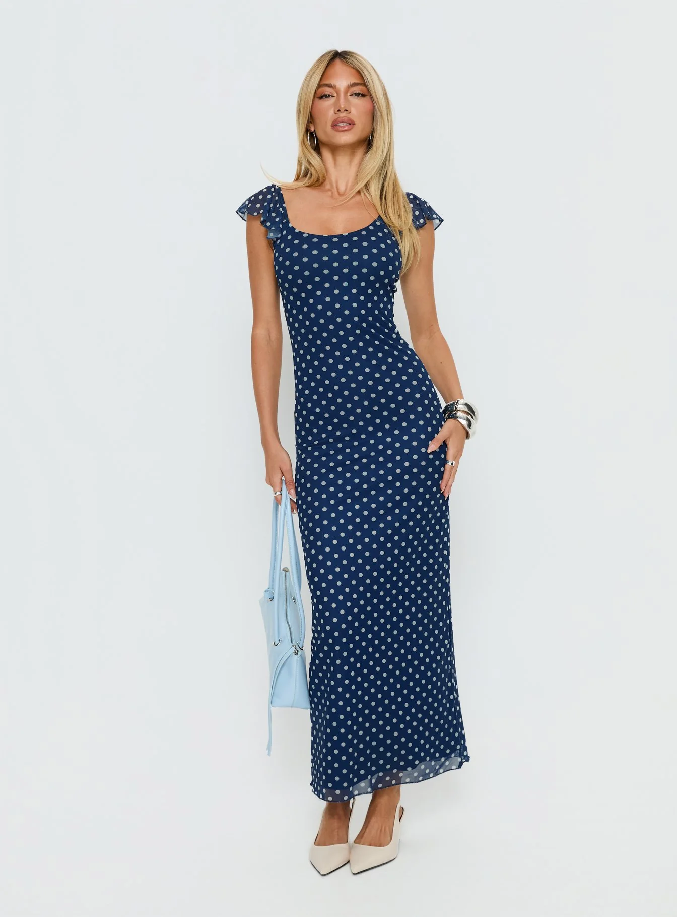 Sandberg Maxi Dress Blue Polka Dot