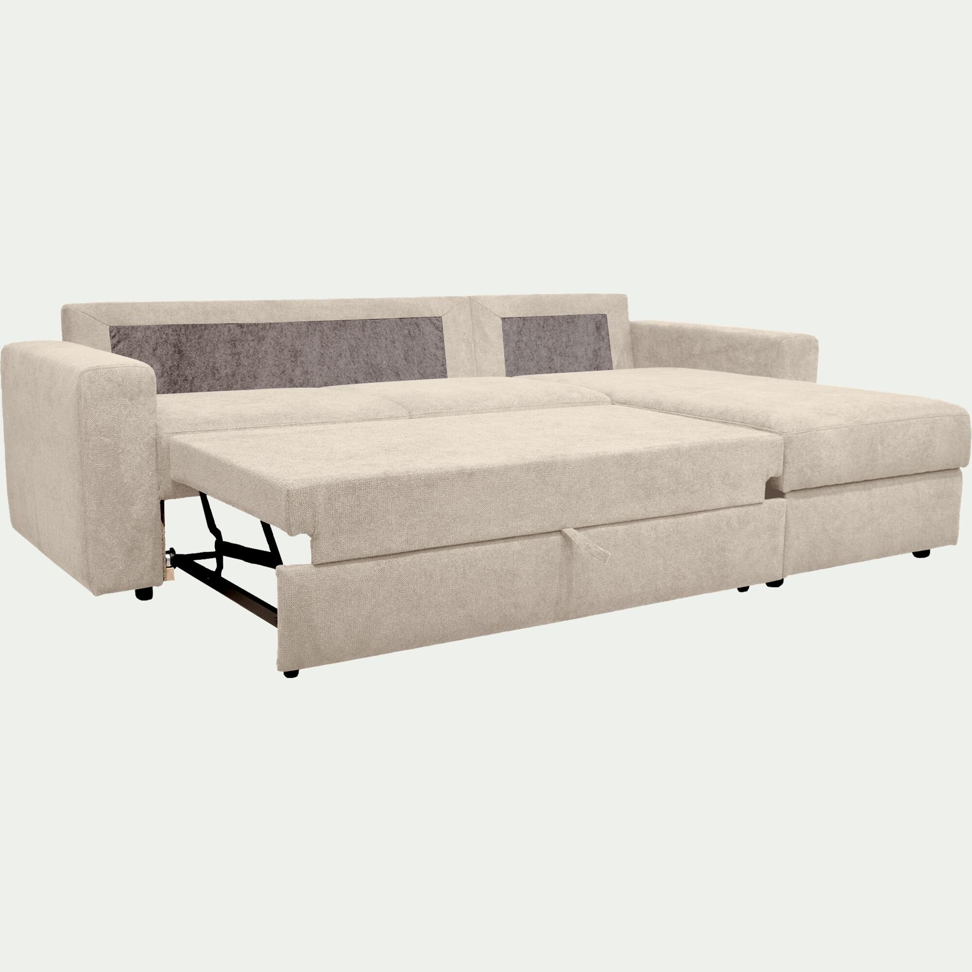 HONORE - Canapé d'angle réversible convertible en tissu tramé - beige roucas