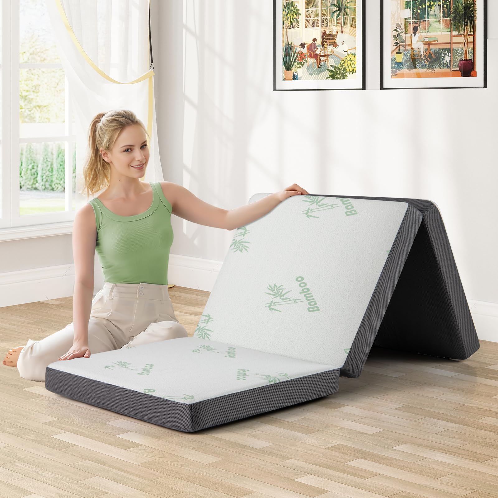 BEFOUNDLOVELY 4 Inch Tri-fold Foam Mattress with Storage Bag（79