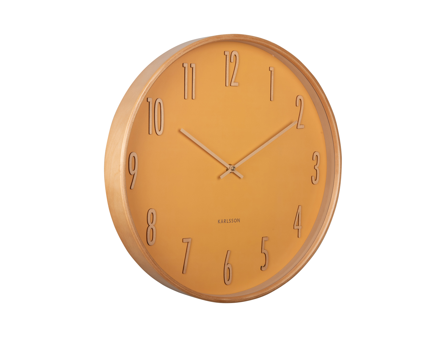 Wall clock Gracil wood ochre yellow