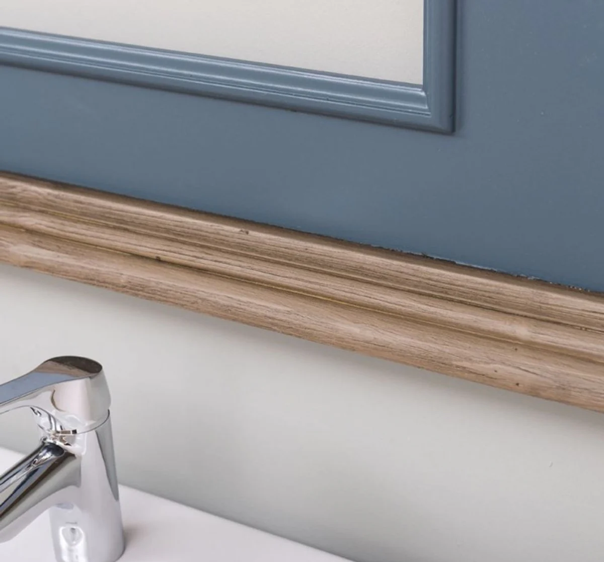Country house style bathroom set blue / brown - 1 double washbasin & 1 wall mirror - country house style bathroom furniture