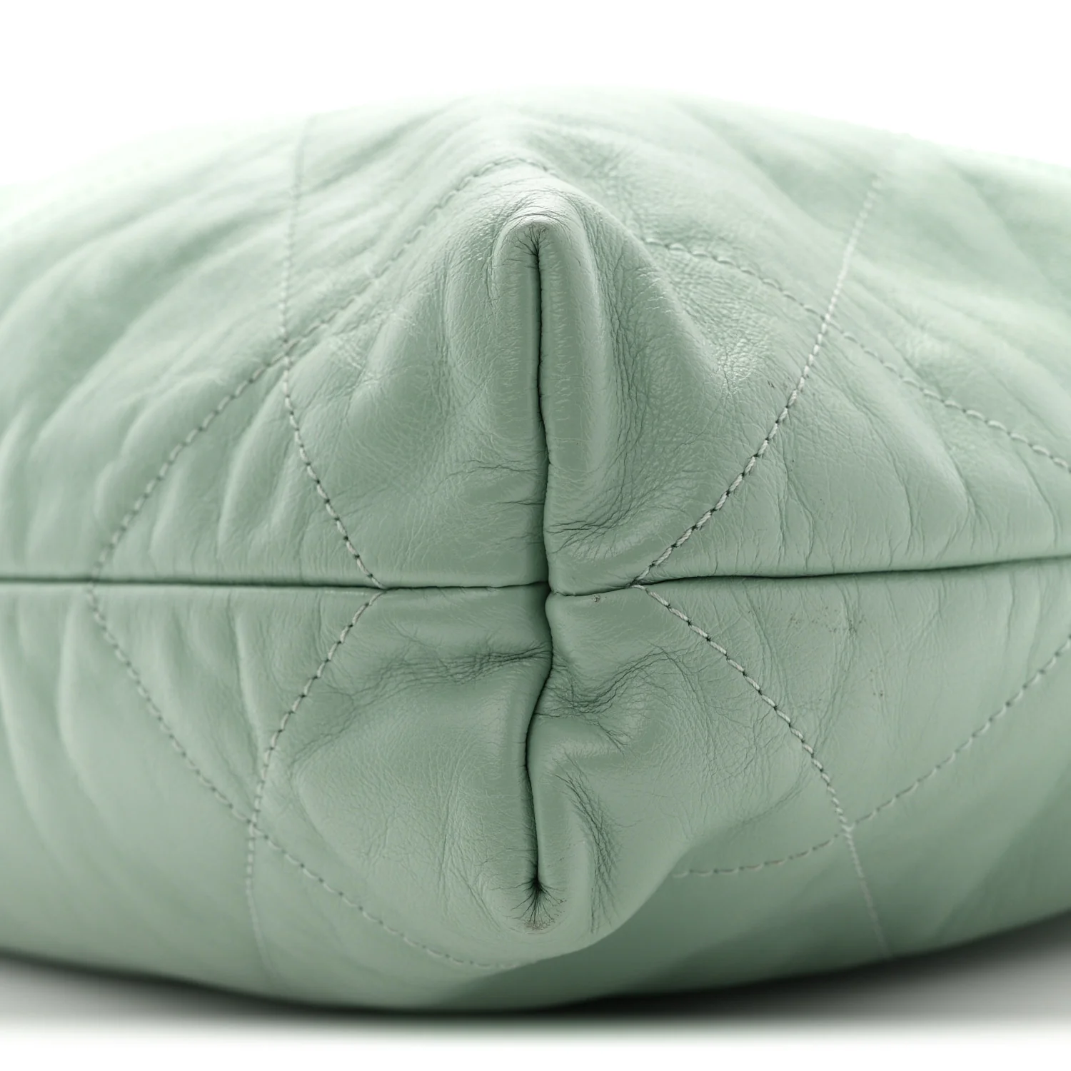 Shiny Calfskin Quilted Small Chanel 22 Light Green - Top Club