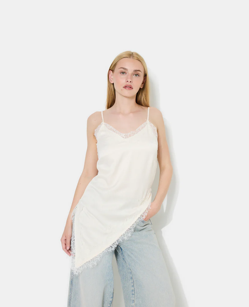 Pimkie Top asymétrique satin et dentelle esprit lingerie
