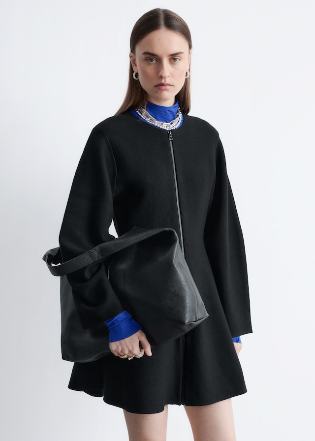 & Other Stories SCULPTURAL-SLEEVE KNITTED MINI DRESS