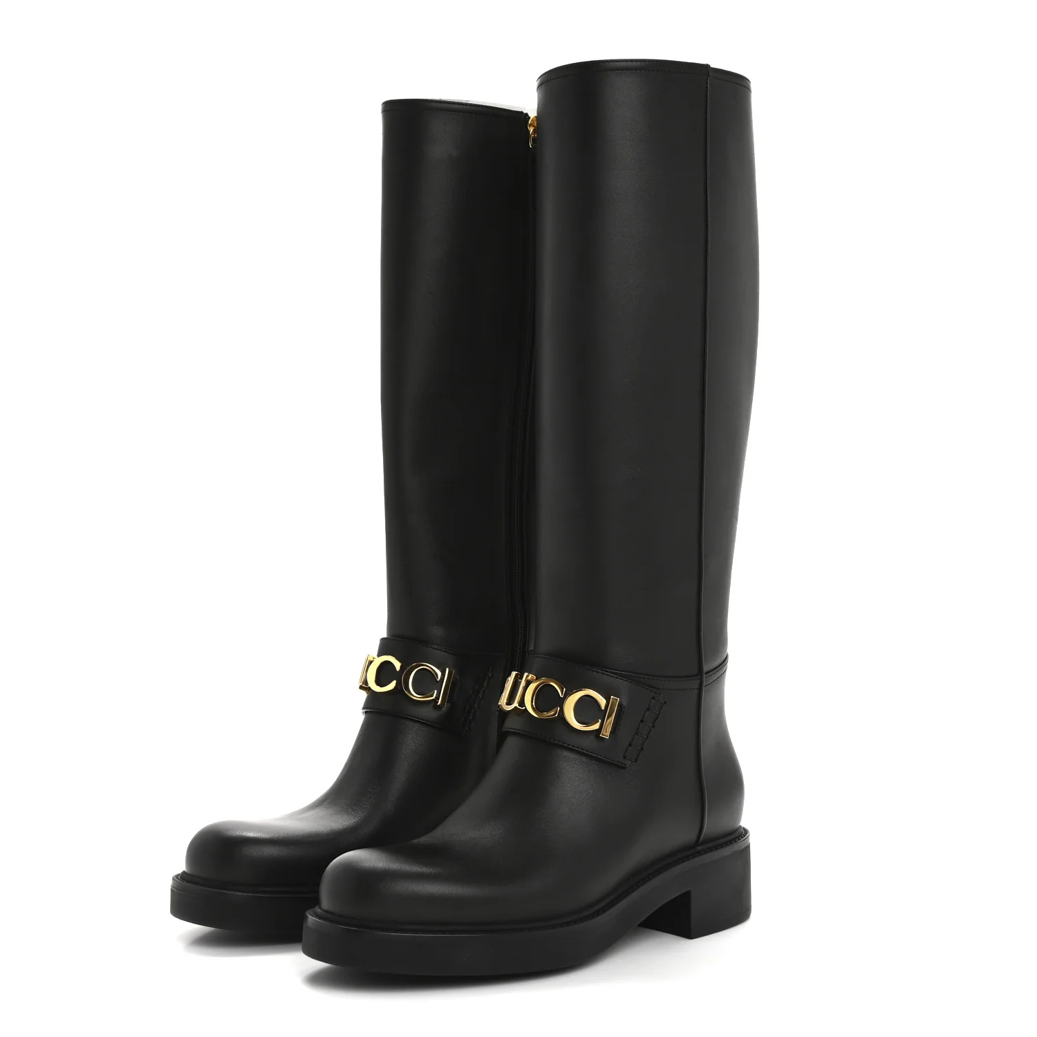 Calfskin Over The Knee Boots 37 Black - Top Club