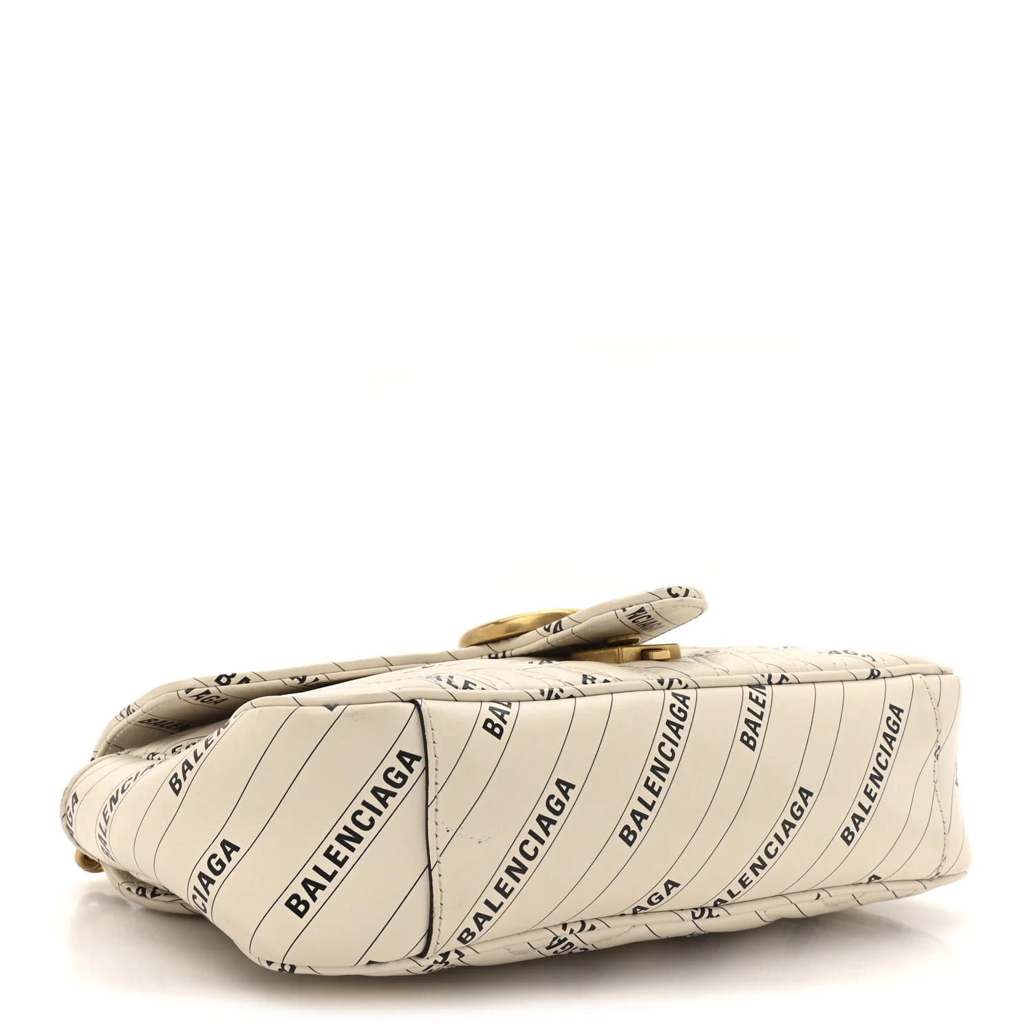 X BALENCIAGA Calfskin Matelasse Logo Print Small GG Marmont Shoulder Bag White - Top Club