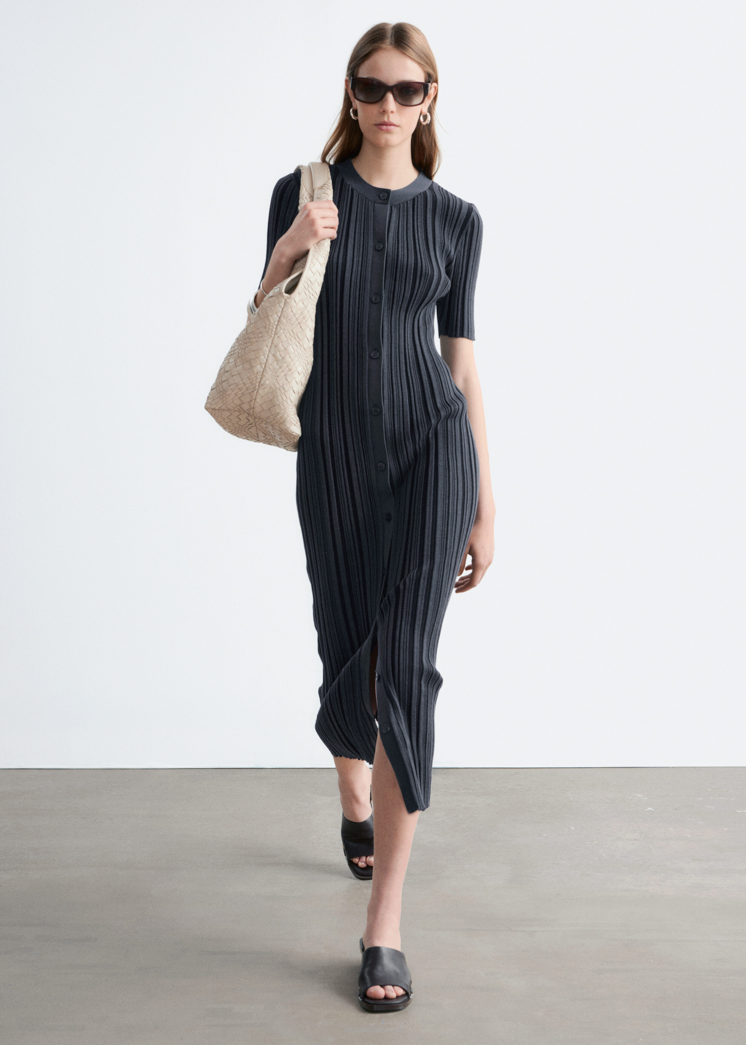 & Other Stories RIB-KNIT MIDI DRESS