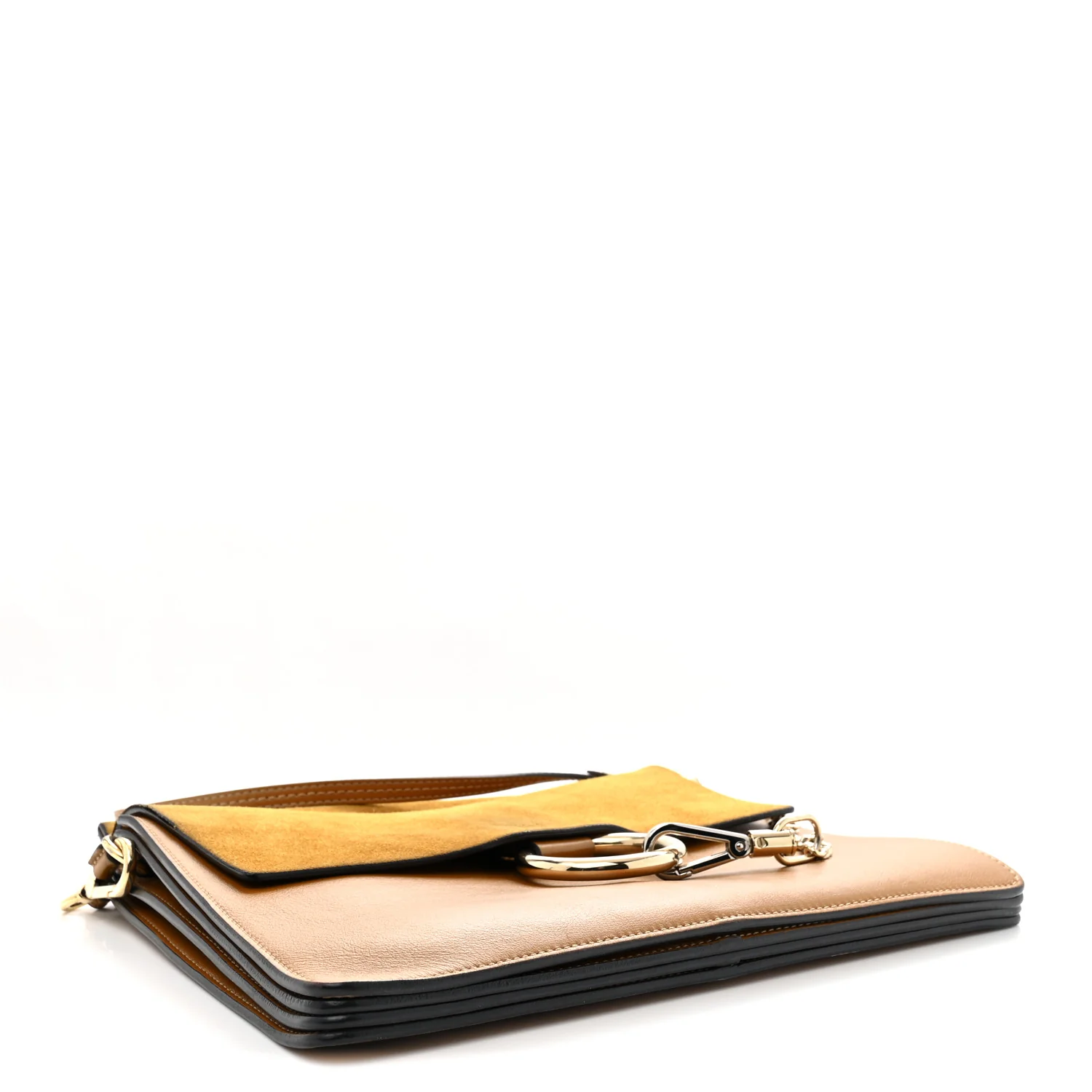 Suede Calfskin Medium Faye Shoulder Bag Mustard Brown - Top Club