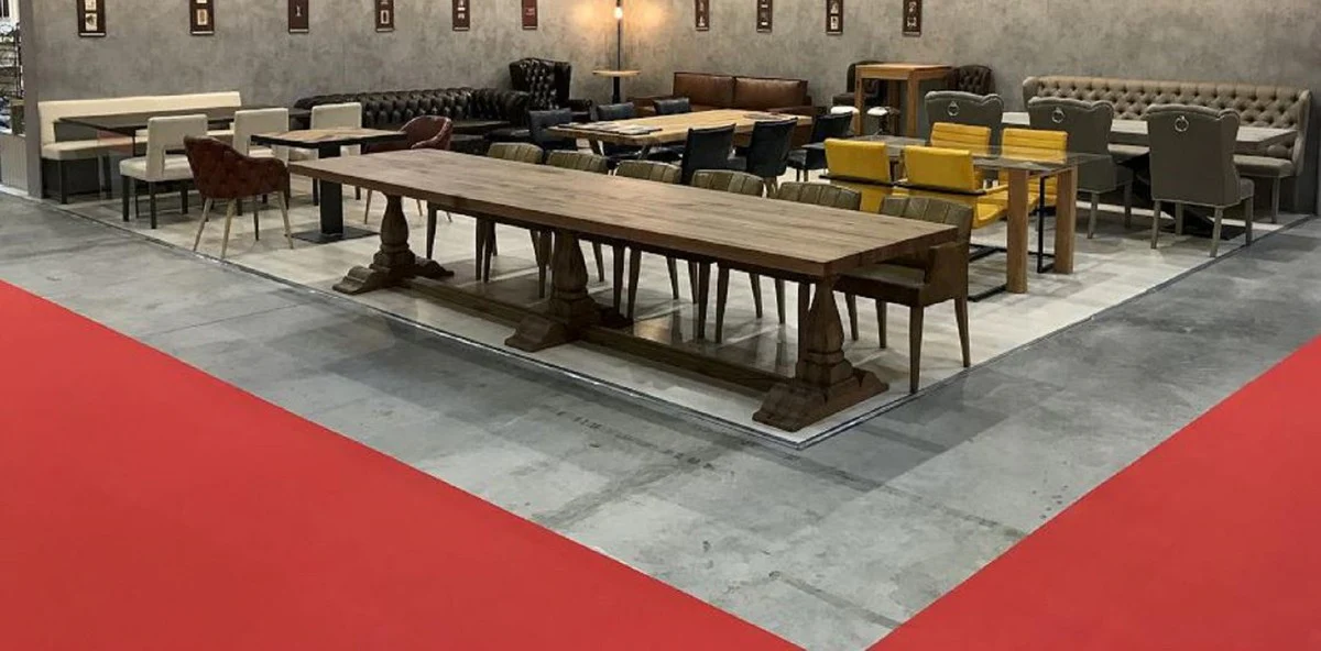 Country Style Dining Table Brown - Various Sizes - Rustic Solid Wood Kitchen Table - Rustic Solid Wood Dining Room Furniture - Country Style Dining Room Furniture