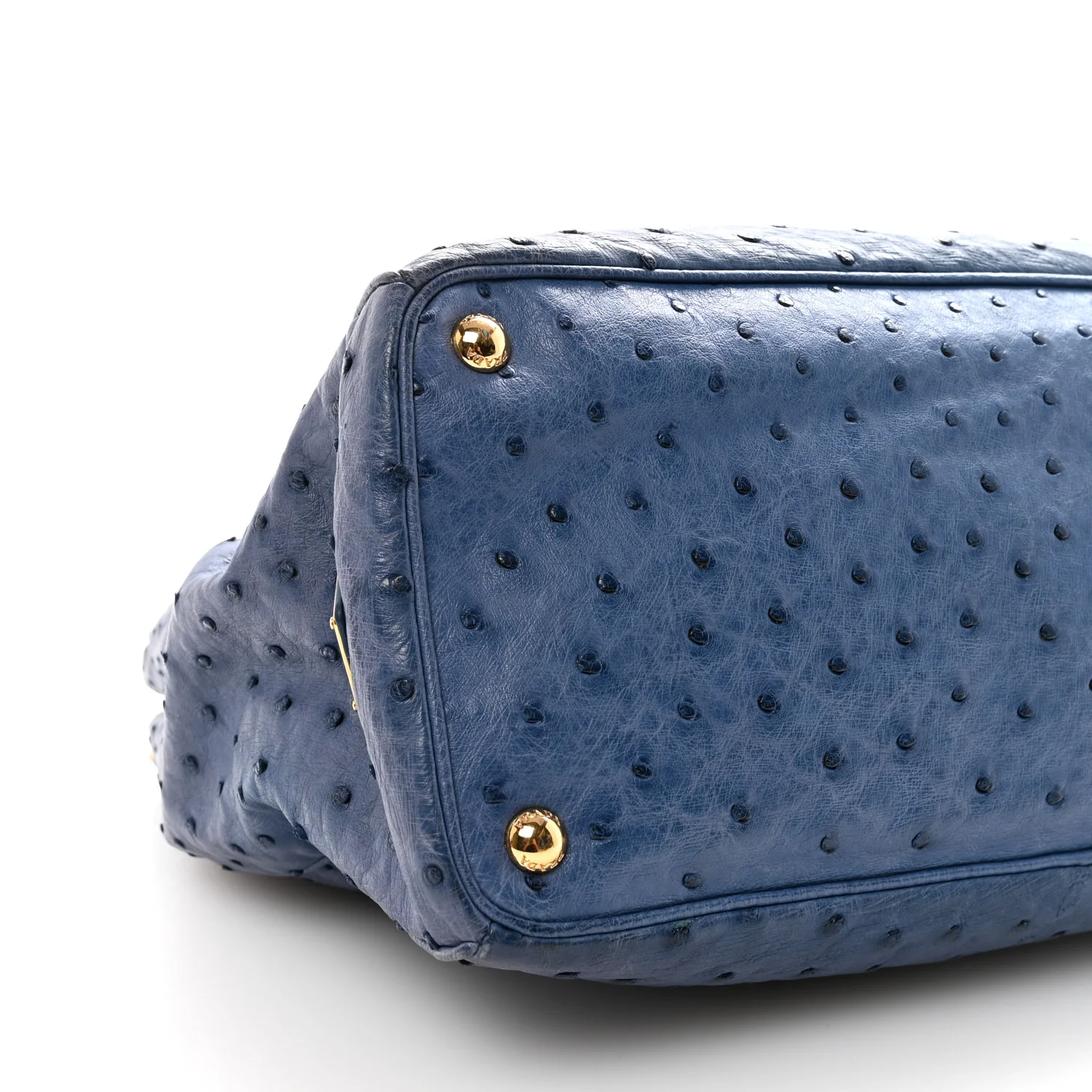 Ostrich Medium Galleria Double Zip Tote Cobalto - Top Club