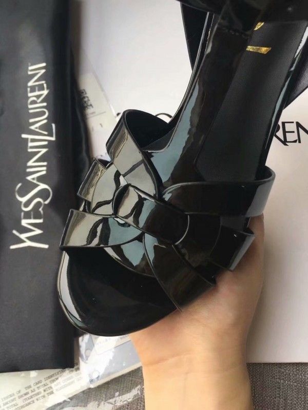 Saint Tribute Sandals Black Patent Leather - Top Club