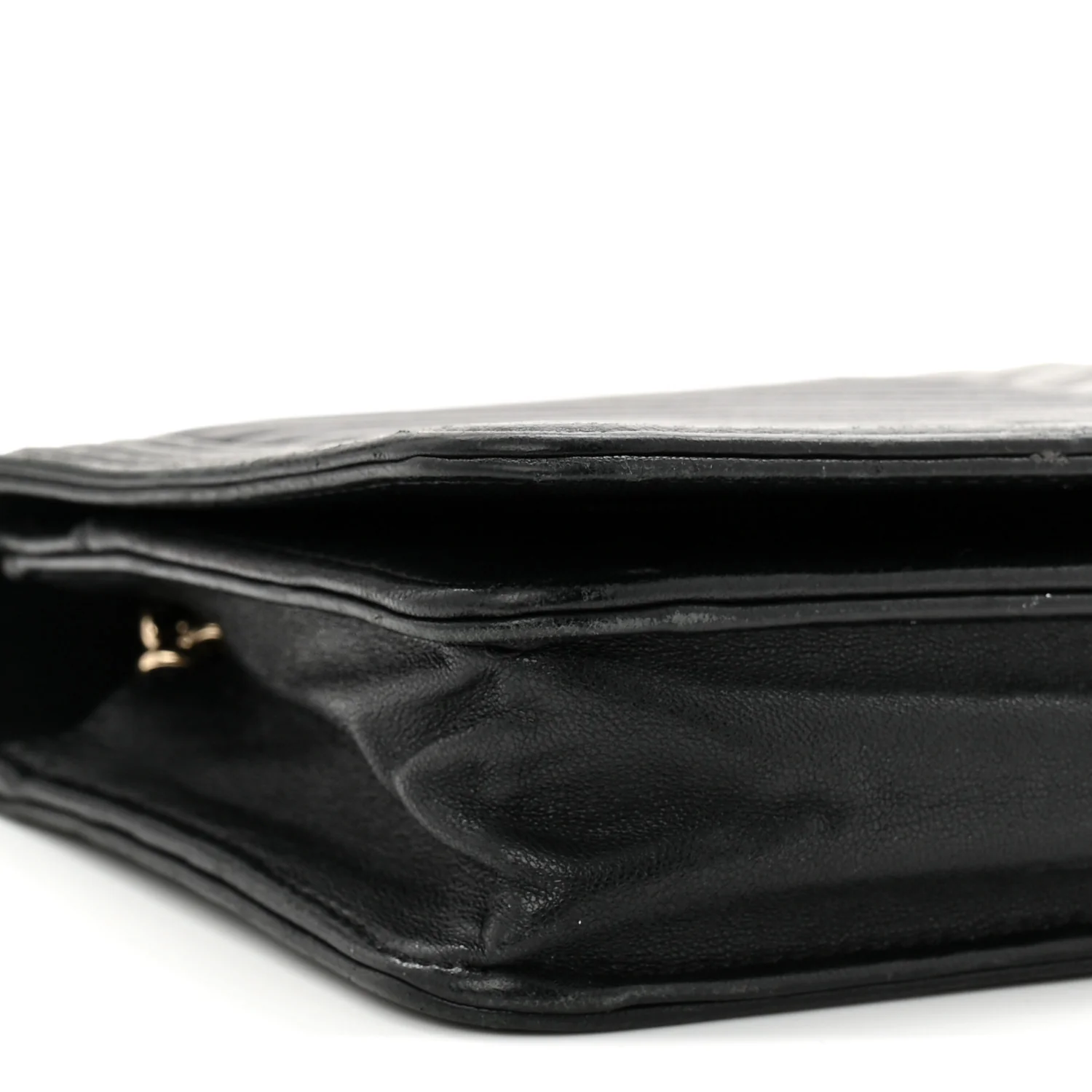 Lambskin Chevron Boy Wallet On Chain WOC Black - Top Club